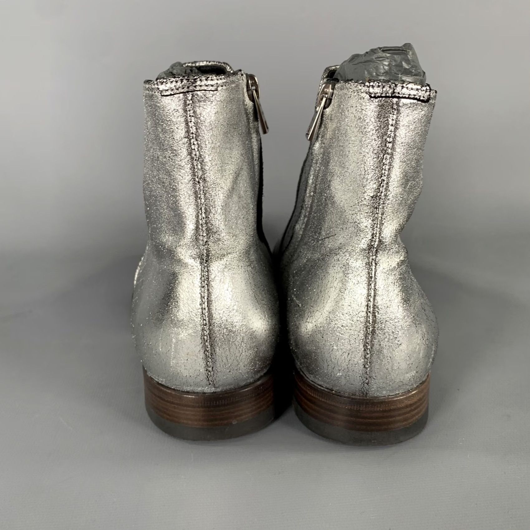 Tom Ford TOM FORD Boots Mens Silver Taurus Size Metallic Leather Size US 7 / EU 40 - 3 Thumbnail