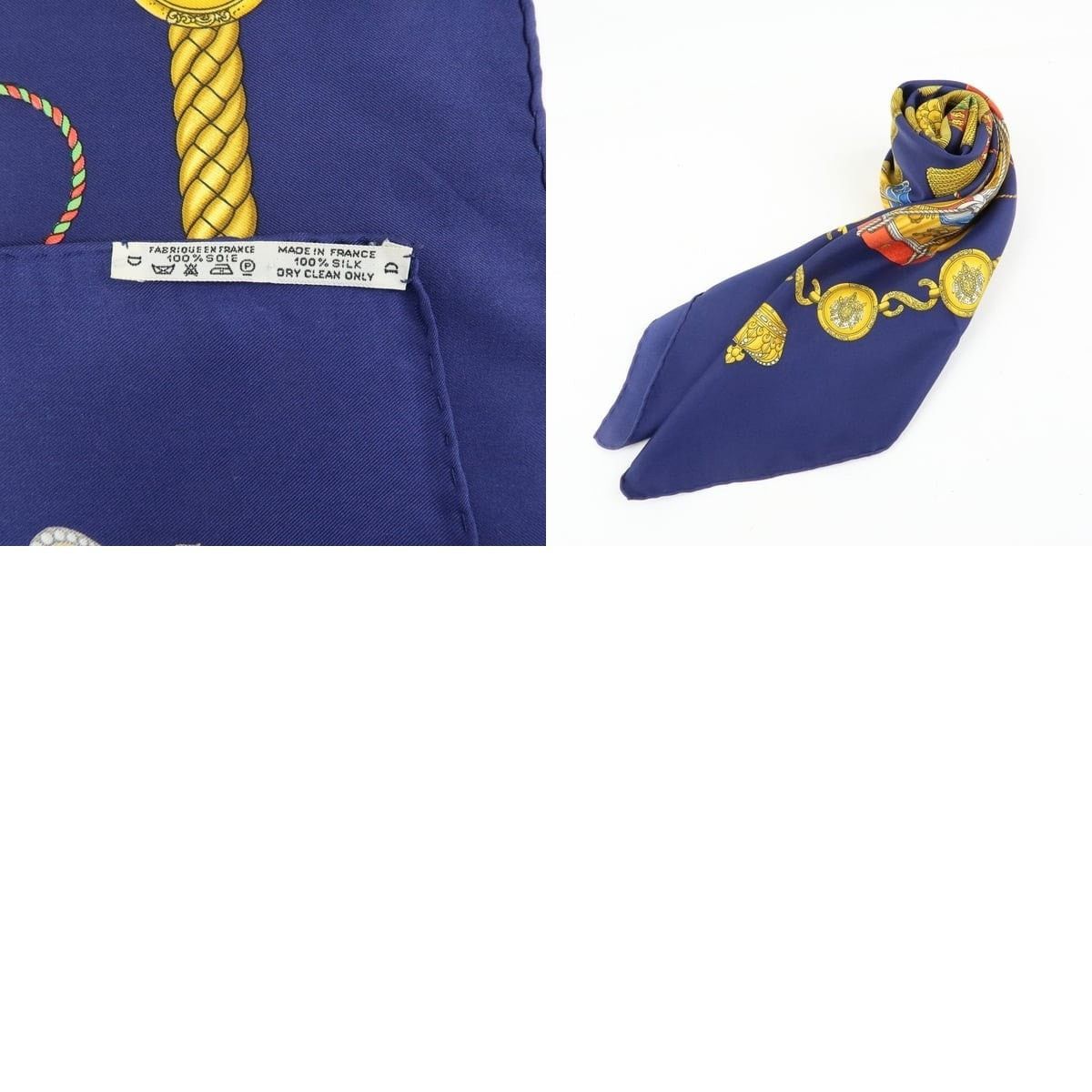 Hermes Hermes Carre 90 Les Tambours Silk Scarf Navy Size ONE SIZE - 7 Thumbnail
