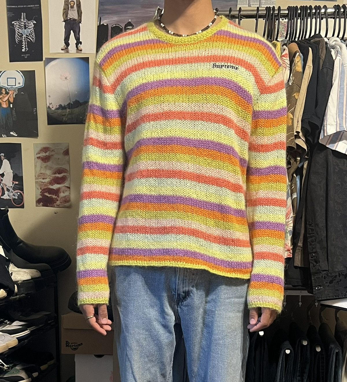 Supreme Supreme Striped Mohair Sweater 'Multi' Size US L / EU 52-54 / 3 - 2 Thumbnail