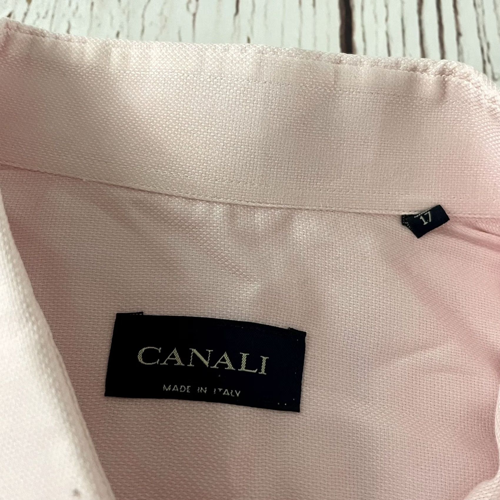 Canali Canali Shirt Button-Up Long Sleeve Pink 43 Mens Solid Italian 17 Vintage? Size US XL / EU 56 / 4 - 2 Thumbnail