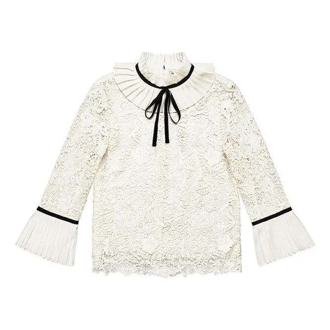 Erdem Erdem x H&M lace Top blouse ruffles contrasting ribbon Size S / US 4 / IT 40 - 5 Thumbnail