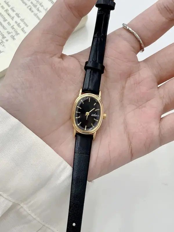 Jewelry Leather Strap Oval Dial Wristwatch, Classic Style Size ONE SIZE - 2 Thumbnail