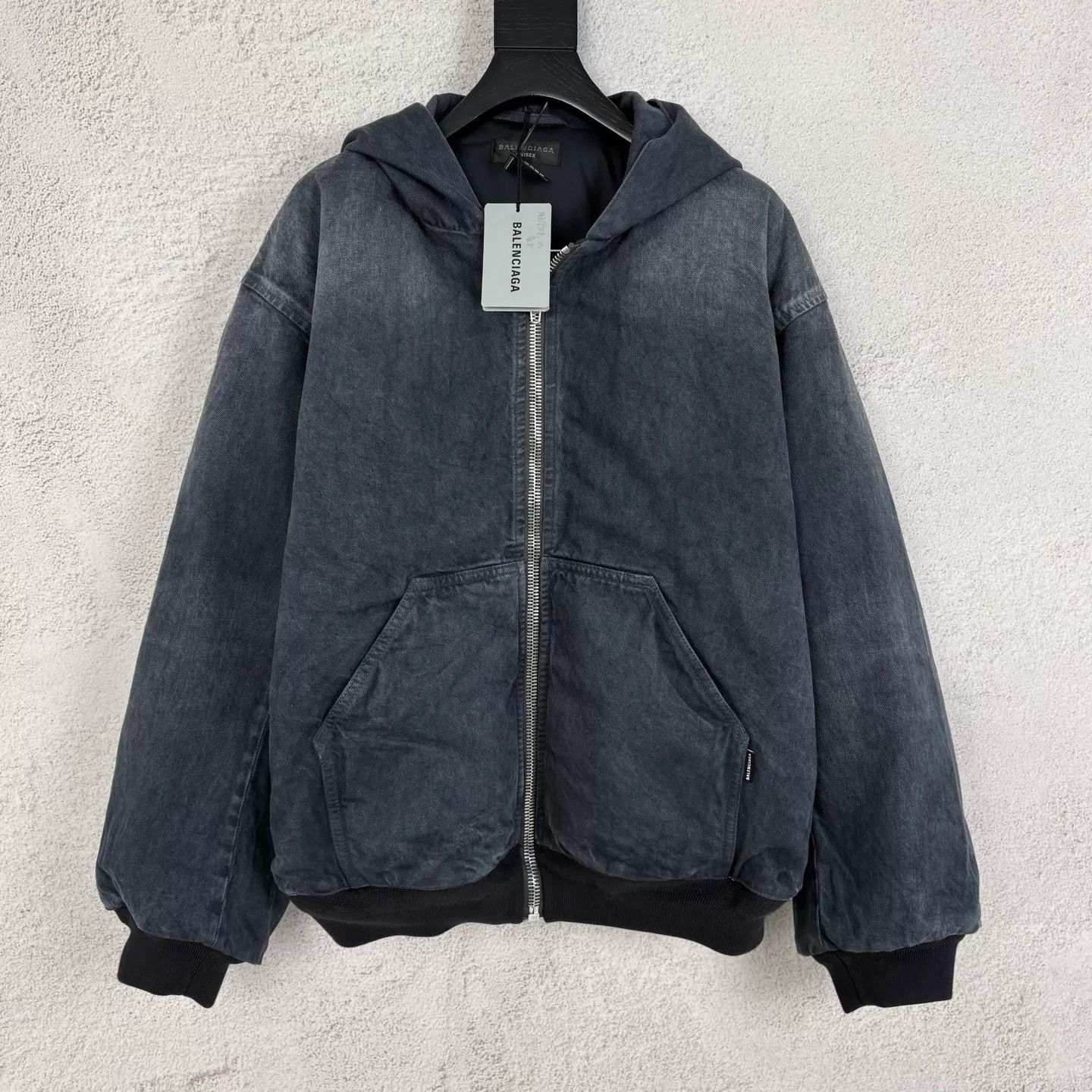 Balenciaga BLCG Denim Hooded Jacket Dark Gray M Size M / US 6-8 / IT 42-44 - 1 Thumbnail
