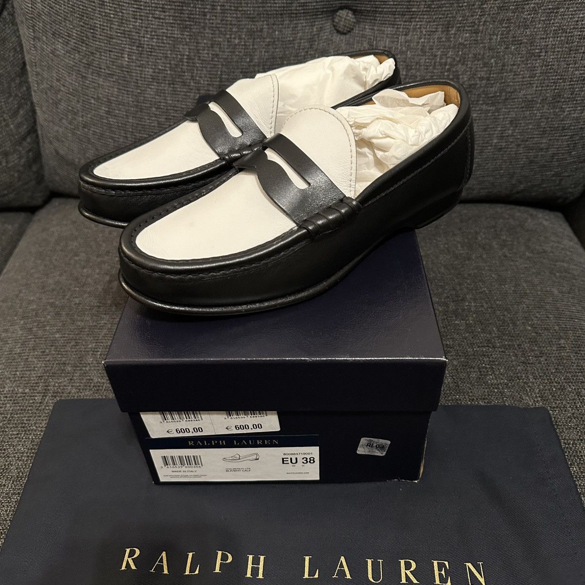 Ralph Lauren Purple Label Ralph Lauren Purple Label Loafer Chalmers Black White Size US 8 / IT 38 - 1 Thumbnail