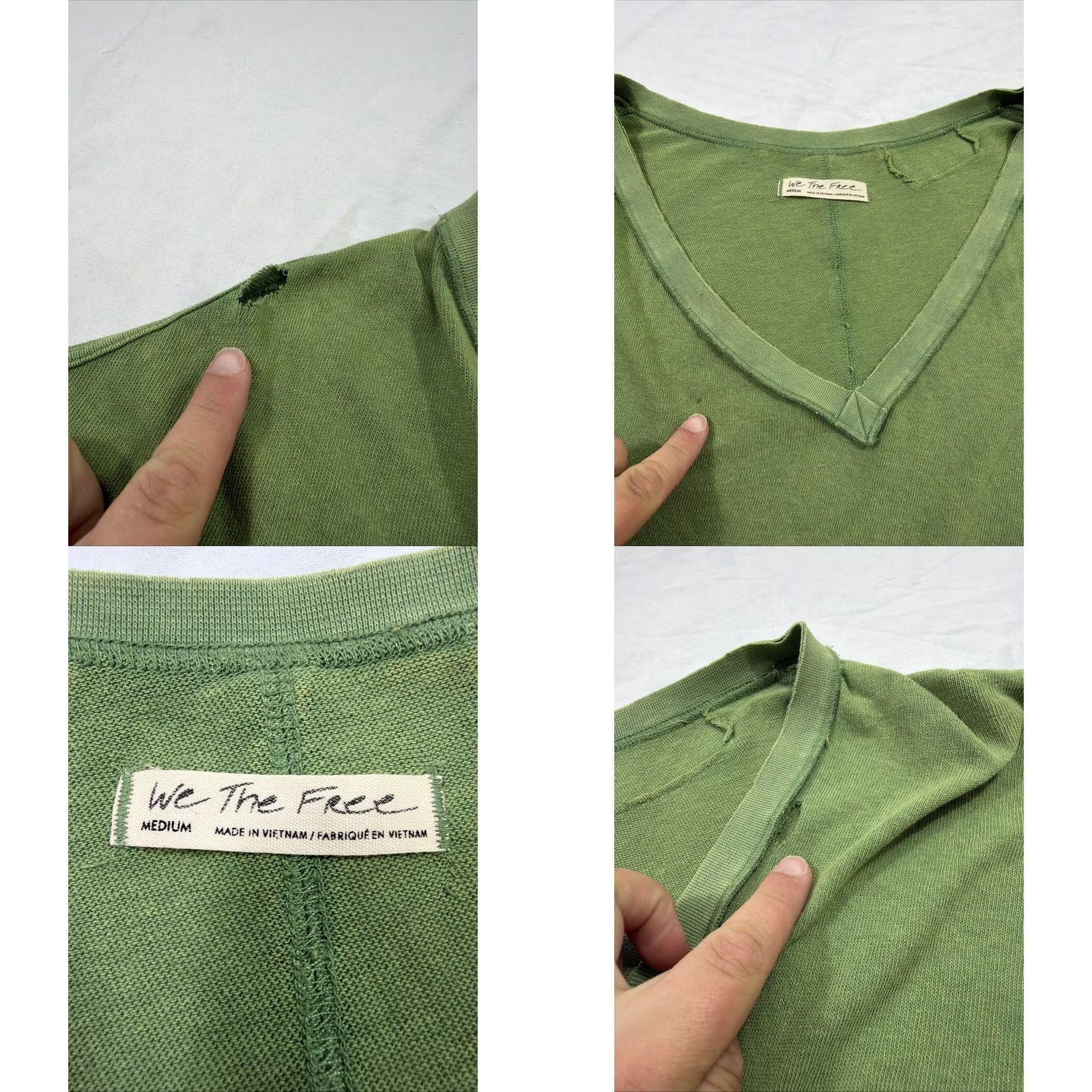 Free People Free People Shirt Women M V-Neck Oversized Green Stains Distressed Size M / US 6-8 / IT 42-44 - 8 Thumbnail