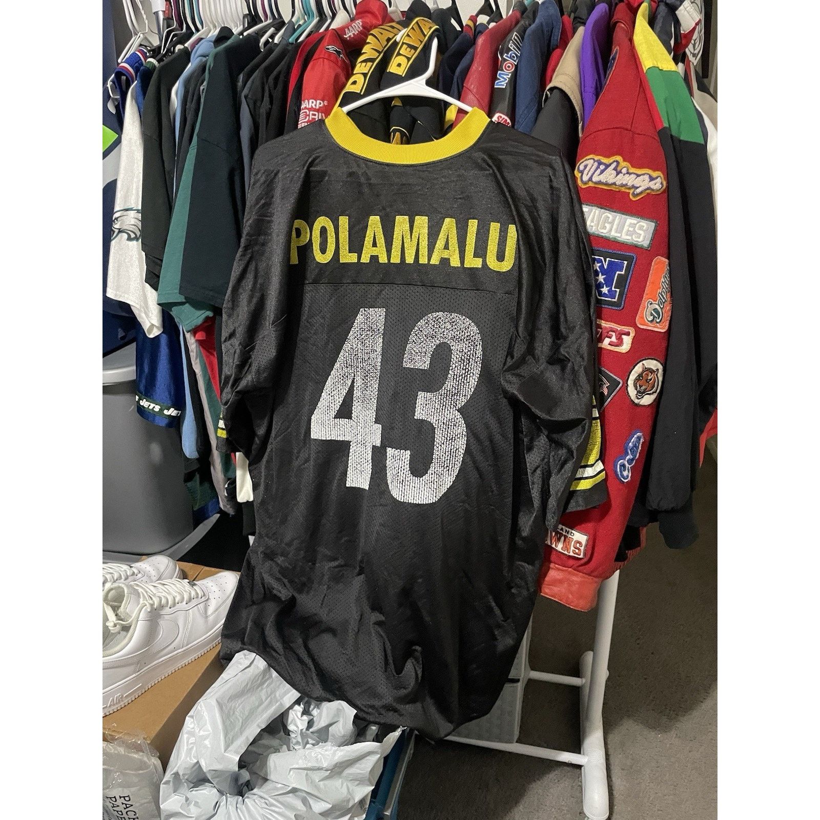 Reebok Size 2XL- VTG Troy Polamalu Pittsburgh Steelers NFL Jersey Size US XXL / EU 58 / 5 - 2 Thumbnail