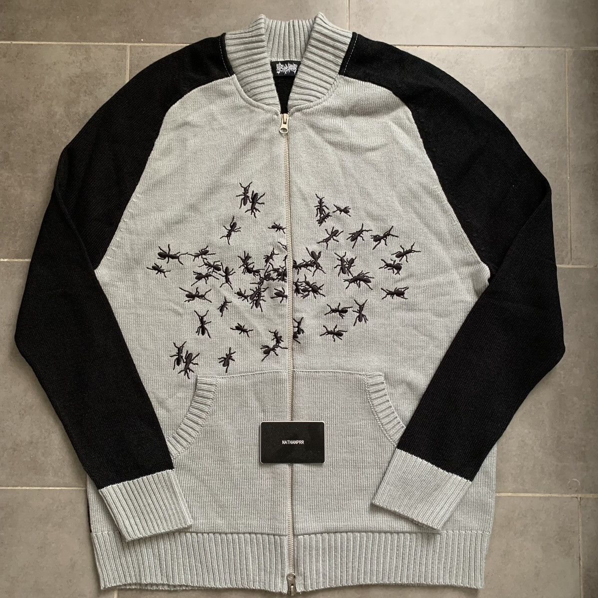 ElyKong Reckless Reckless Scholars Embroidered Infestation Zip-Knit Sweater  | Grailed