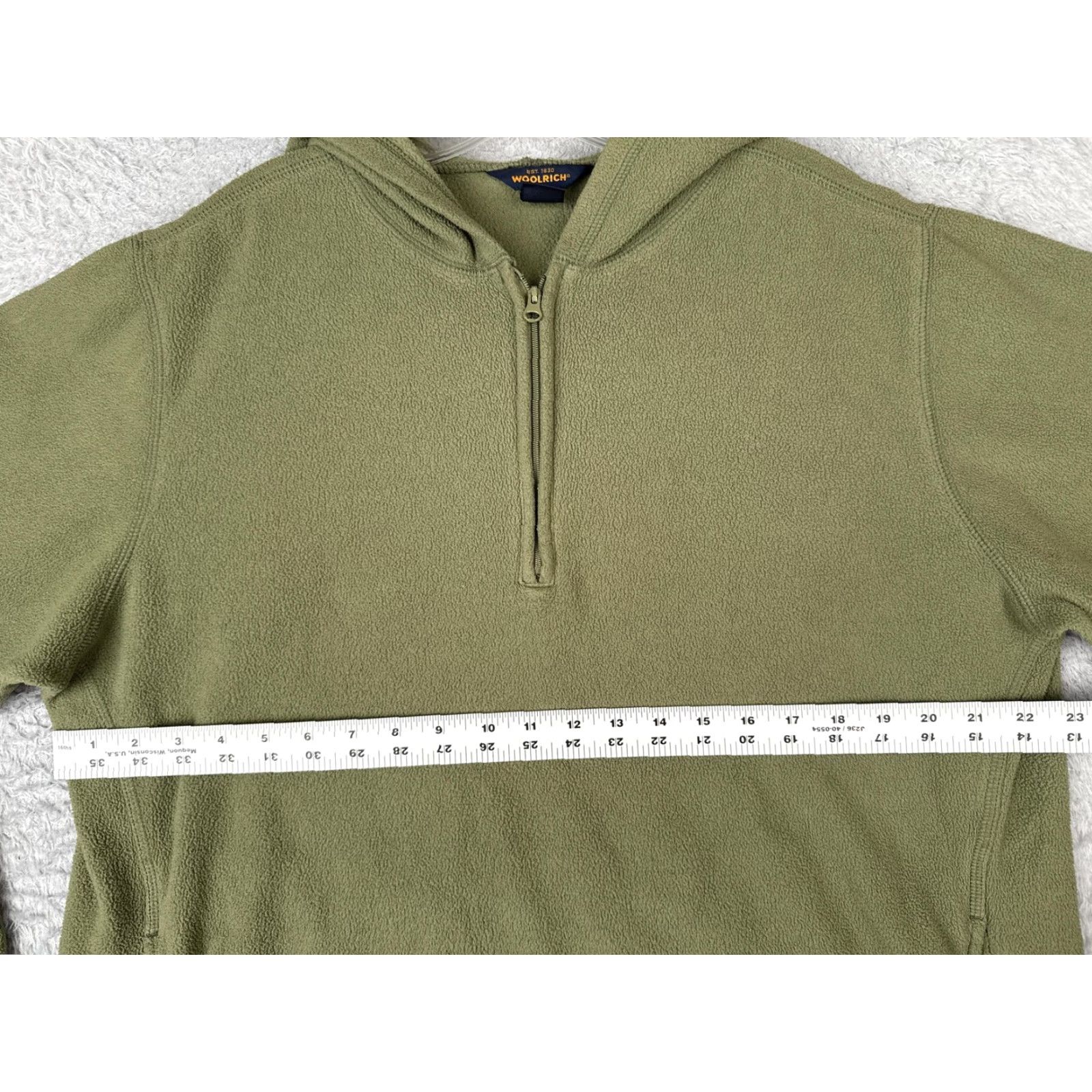 Vintage Woolrich Hoodie Womens Large Green Fleece 1/4 Zip Hooded Pullover Sweatshirt Size L / US 10 / IT 46 - 7 Thumbnail