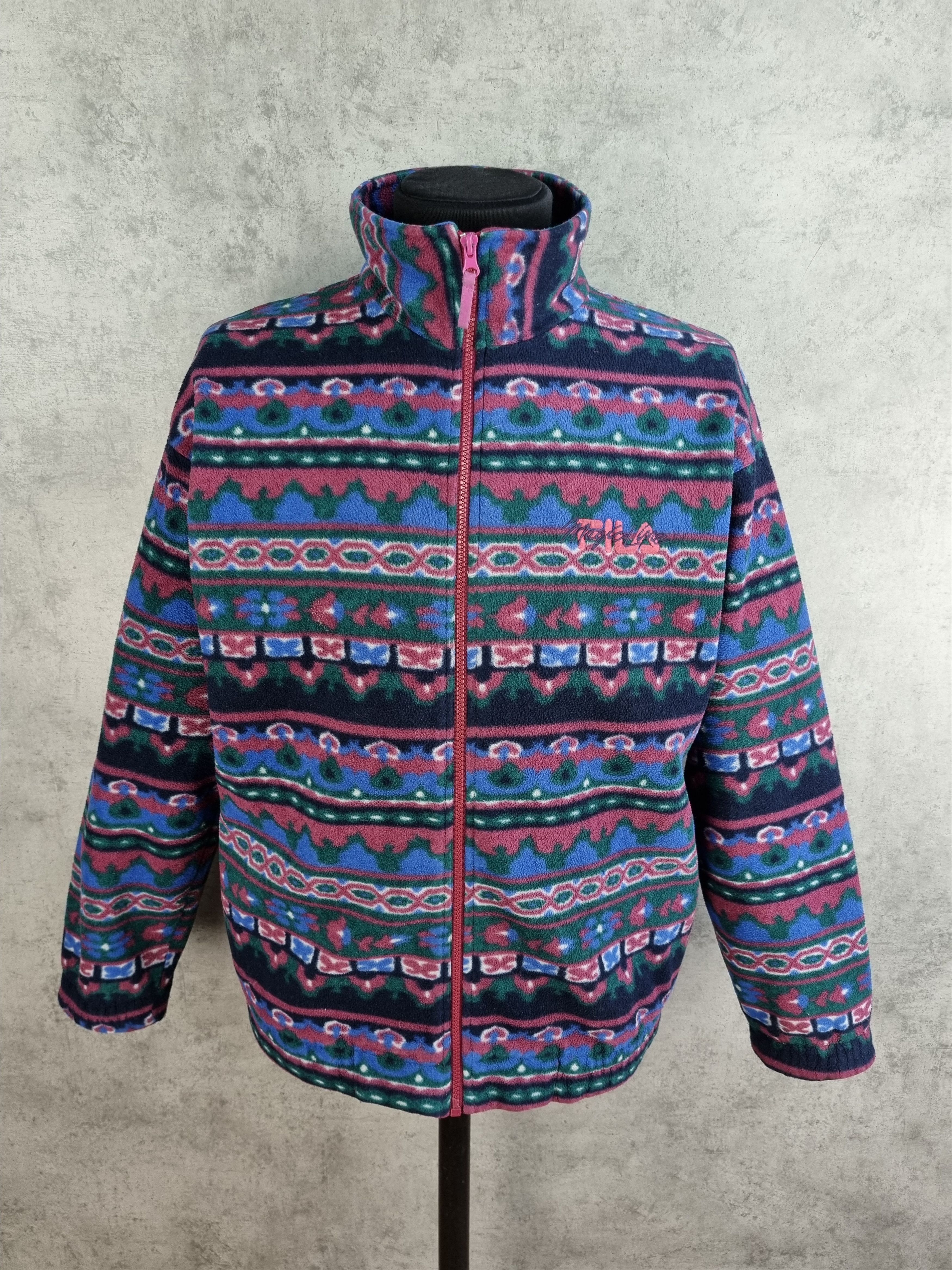 Fila × Vintage 90s Italian FILA Magic Line Fleece Abstract Paisley Print Size US M / EU 48-50 / 2 - 3 Thumbnail