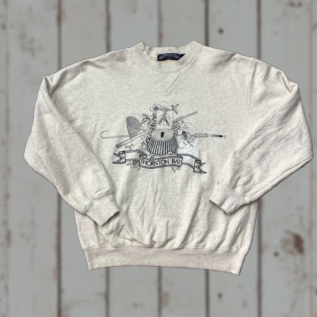 Vintage VINTAGE Fly Fishing Sweatshirt Pullover Crewneck Gray Medium Mens Outdoors 80s 90s Size US M / EU 48-50 / 2 - 1 Thumbnail