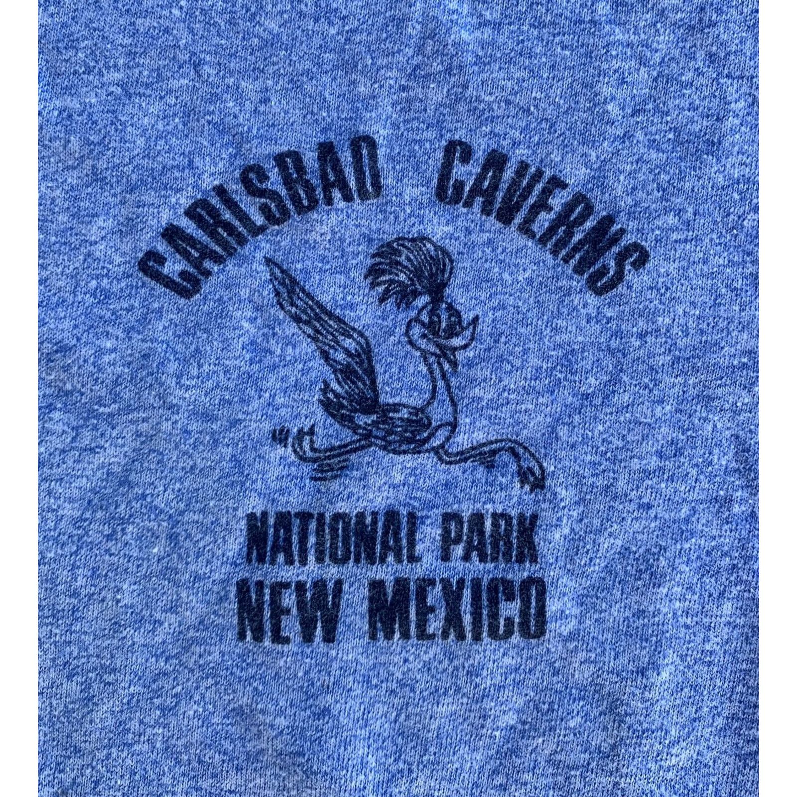 Vintage VINTAGE Screen Stars Carlsbad Caverns National Park New Mexico ringer tee roadrunner graphics Blue L 1980s Unisex Size US L / EU 52-54 / 3 - 5 Thumbnail