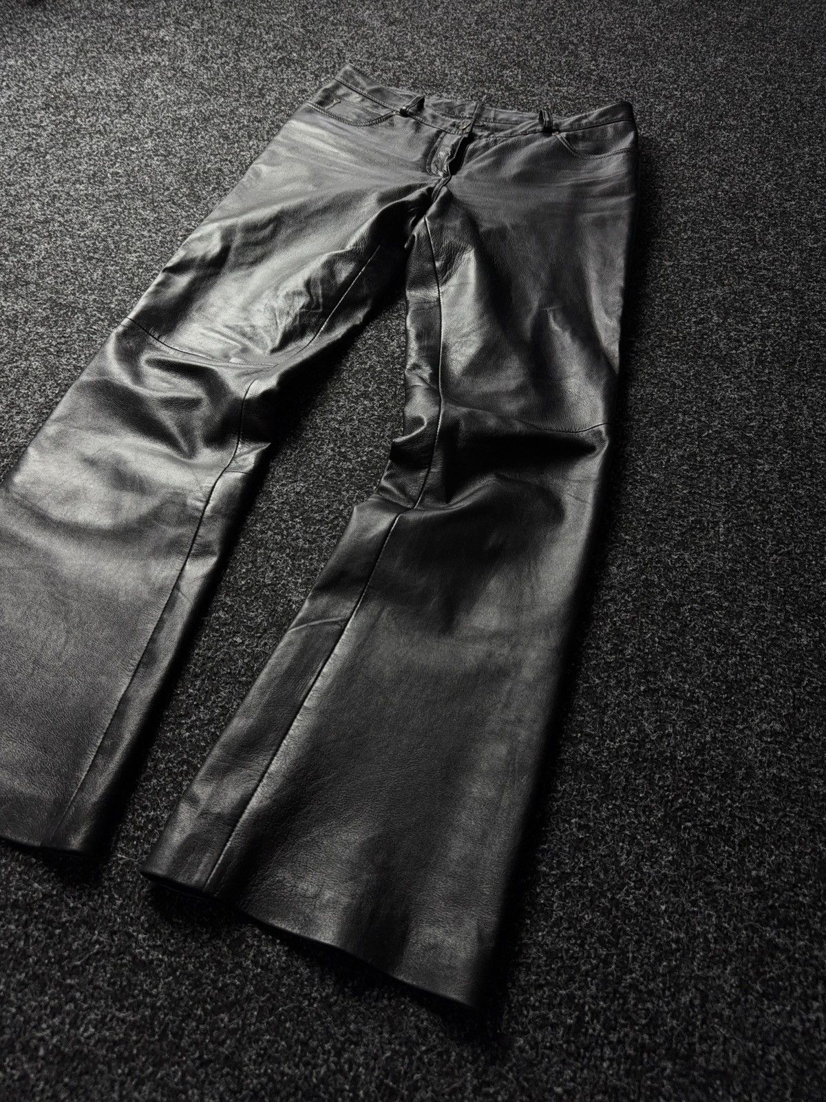 Japanese Brand 🔥VNTG Leather Biker Opium Flared Pants Avant Garde Gothic Size 30" / US 8 / IT 44 - 3 Thumbnail