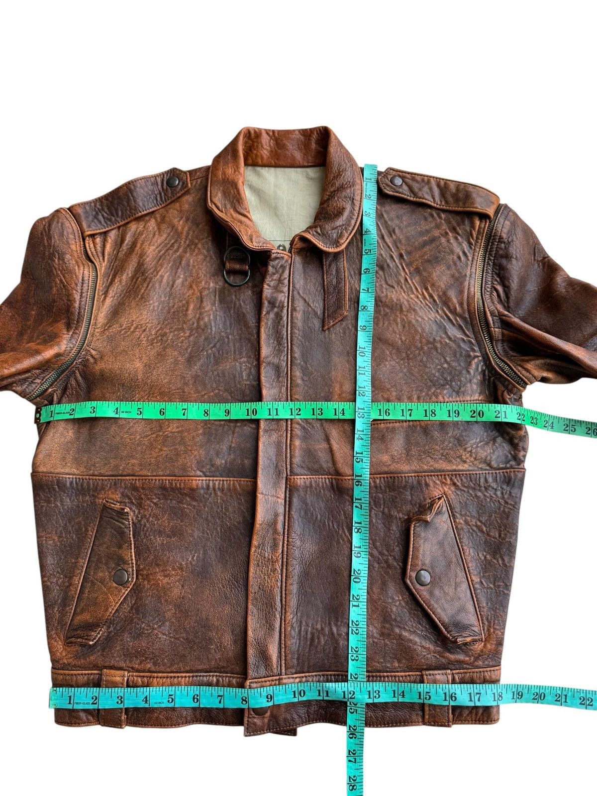 Avirex Vintage Distressed Undbranded Leather Jacket Removable Sleve Size US M / EU 48-50 / 2 - 15 Thumbnail