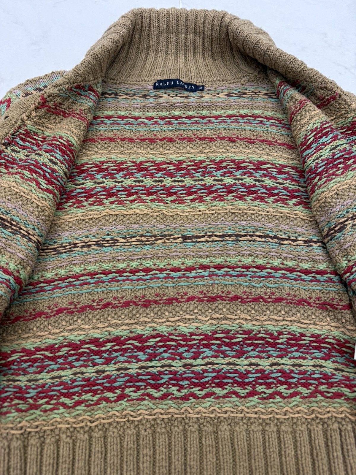 Polo Ralph Lauren RARE🔥Vintage RALPH LAUREN Shawl Collar Knitted Navajo Motive Size US M / EU 48-50 / 2 - 6 Thumbnail