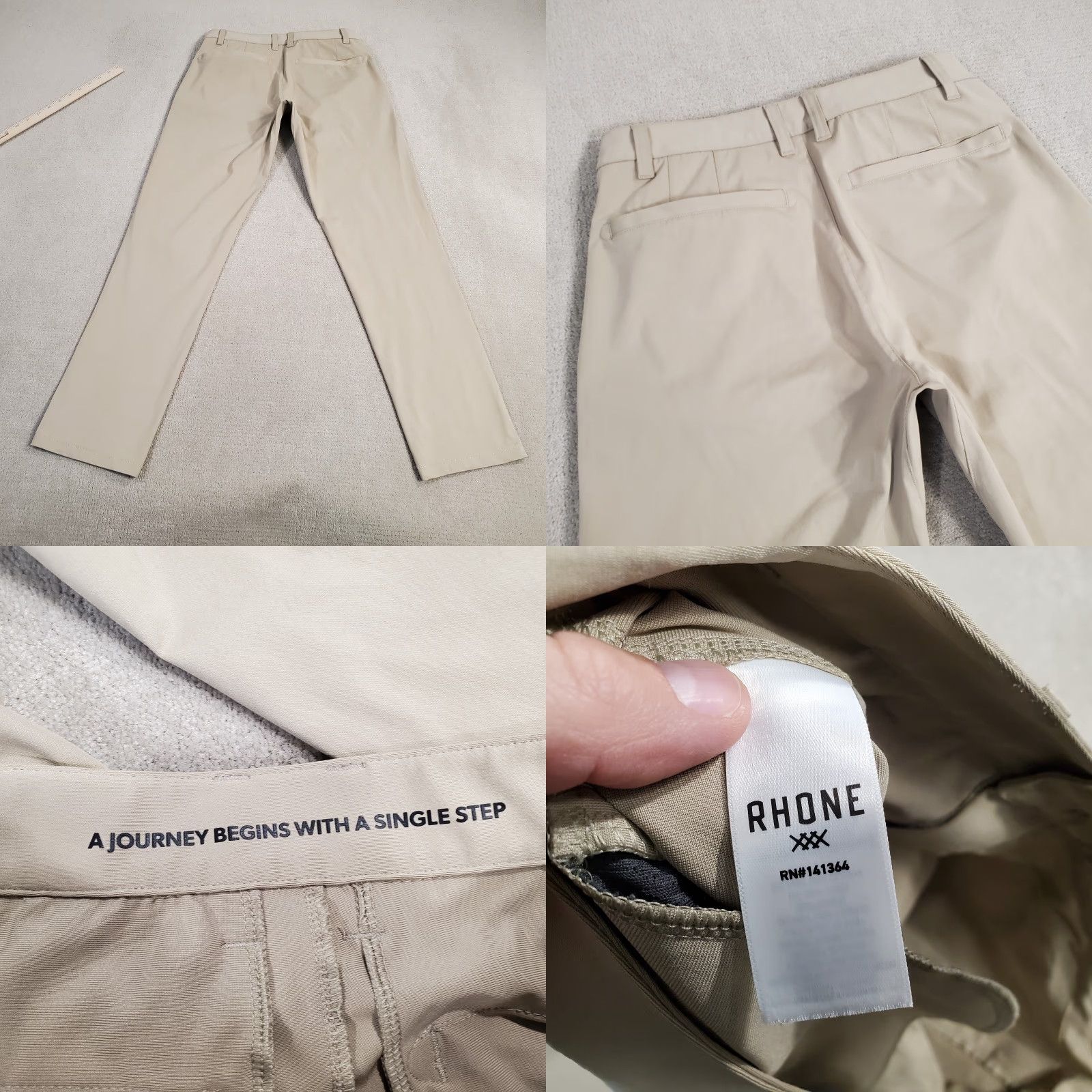 Rhone Rhone Pants Mens 28x29 Beige Chinos Golf Performance Lightweight Solid Casual Pants Mens Beige 28x29 Chino Logo Pockets Regular Inseam 29 Size US 28 / EU 44 - 8 Thumbnail