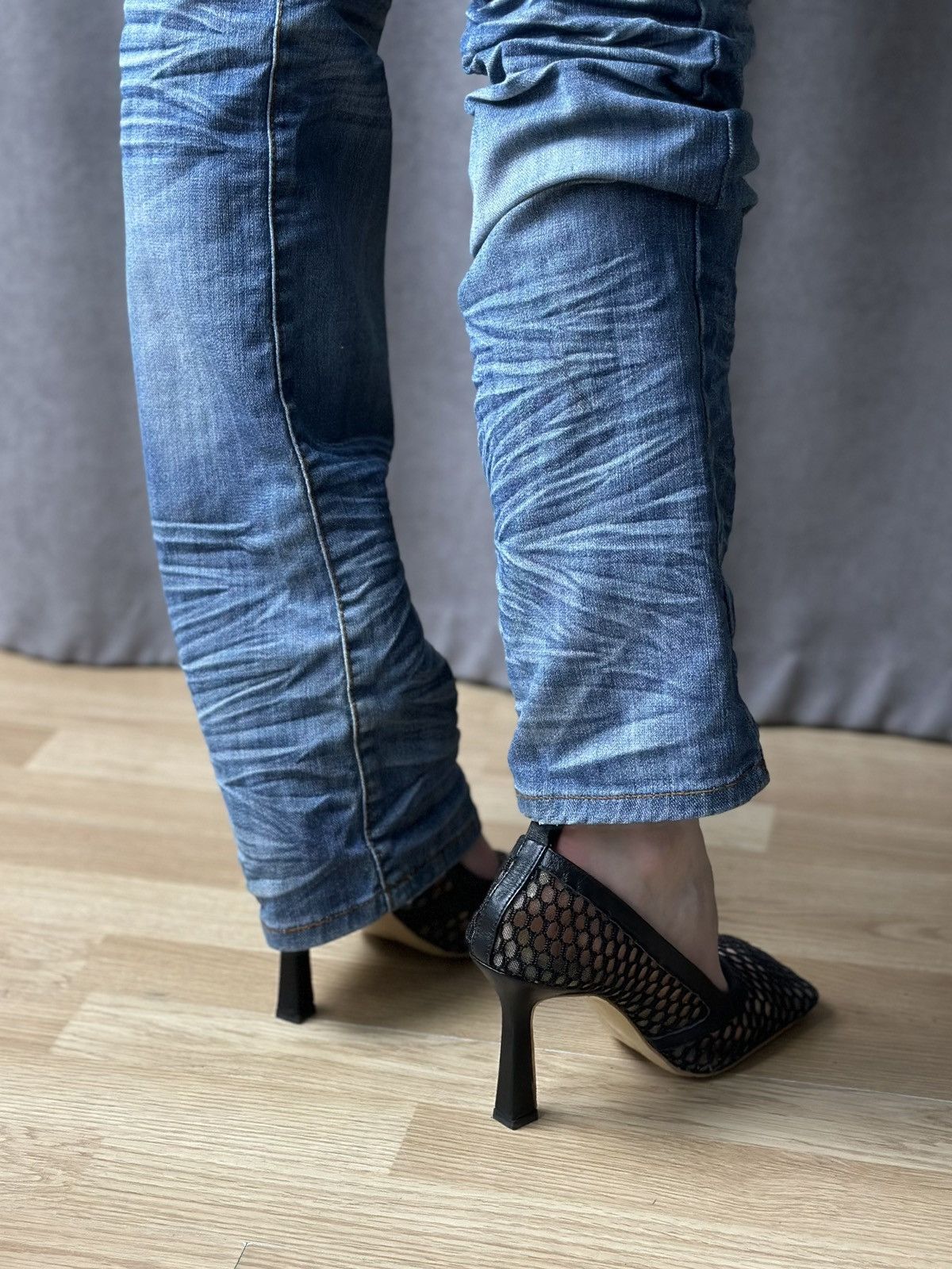 Bottega Veneta Vintage Bottega Veneta Black Net Mesh Leather Sandal Heel Size US 8 / IT 38 - 13 Thumbnail