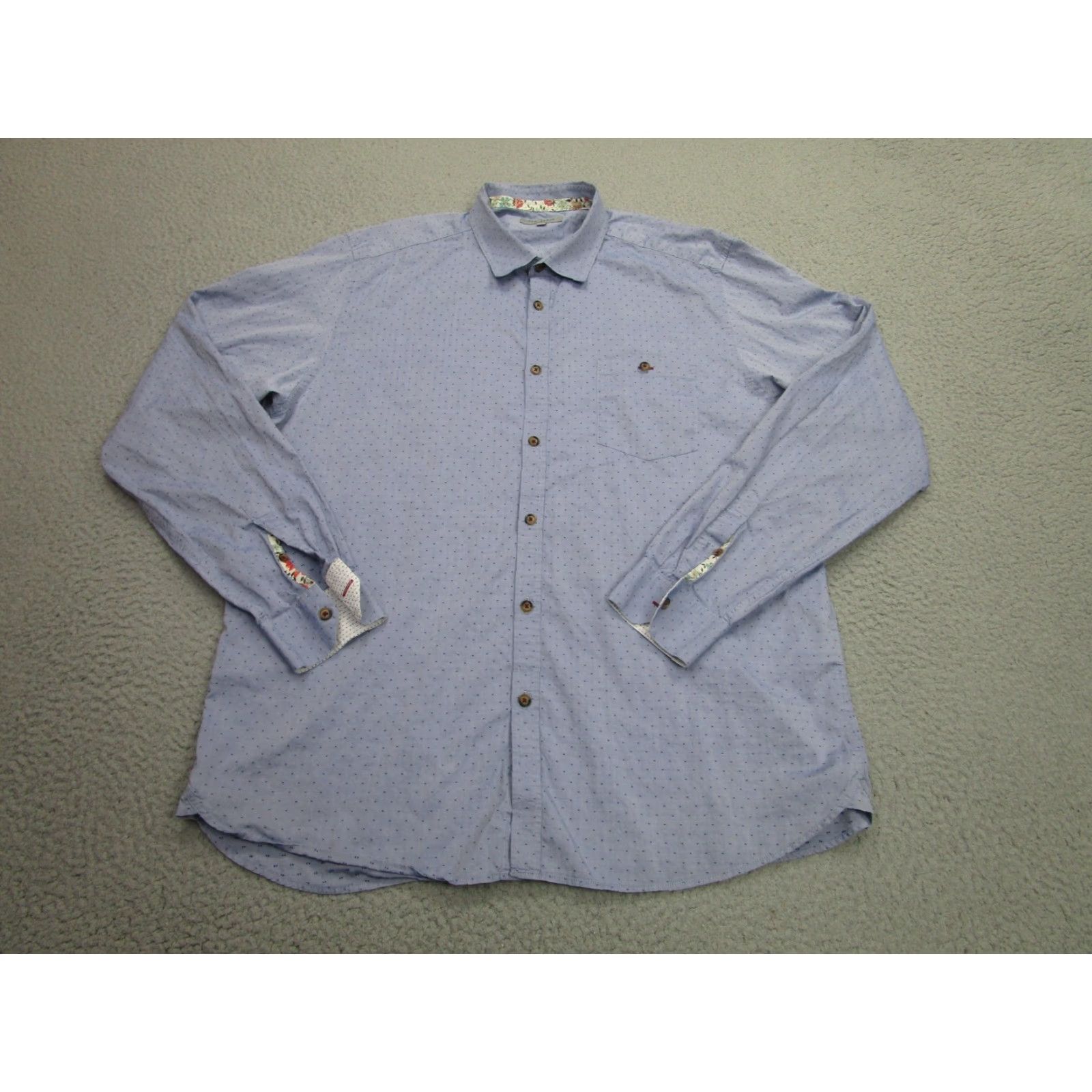 Ted Baker Ted Baker Shirt Mens XL Blue Polka Dot Long Sleeve Button Front Cotton Casual Size US XL / EU 56 / 4 - 2 Thumbnail