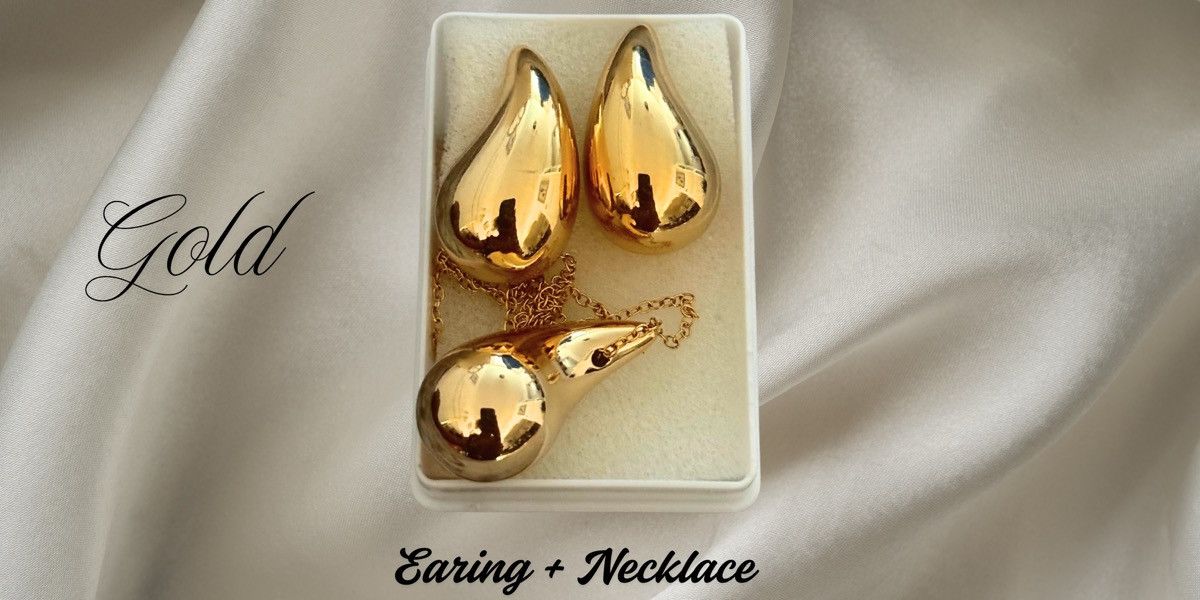 Other 𝚂𝚘𝚏𝚝𝙶𝚒𝚛𝚕𝙻𝚞𝚡𝚞𝚛𝚢 Gold Jewellery earrings and necklaces set Size ONE SIZE - 3 Thumbnail