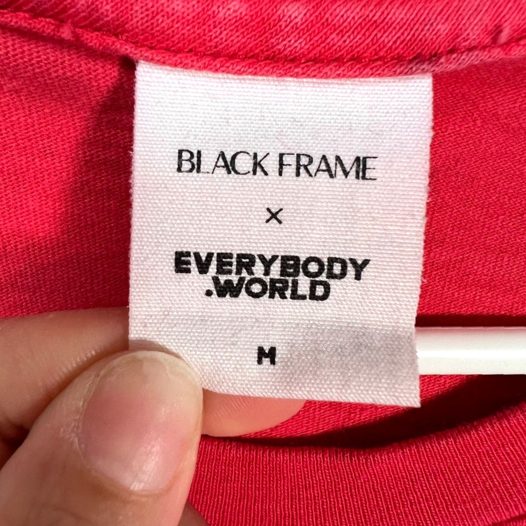 Vintage Everybody World x Black Frame Mens T-Shirt Size M Red Graphic Cotton Short Sleeve Crew Neck Summer 2020s - Mens Size US M / EU 48-50 / 2 - 3 Thumbnail