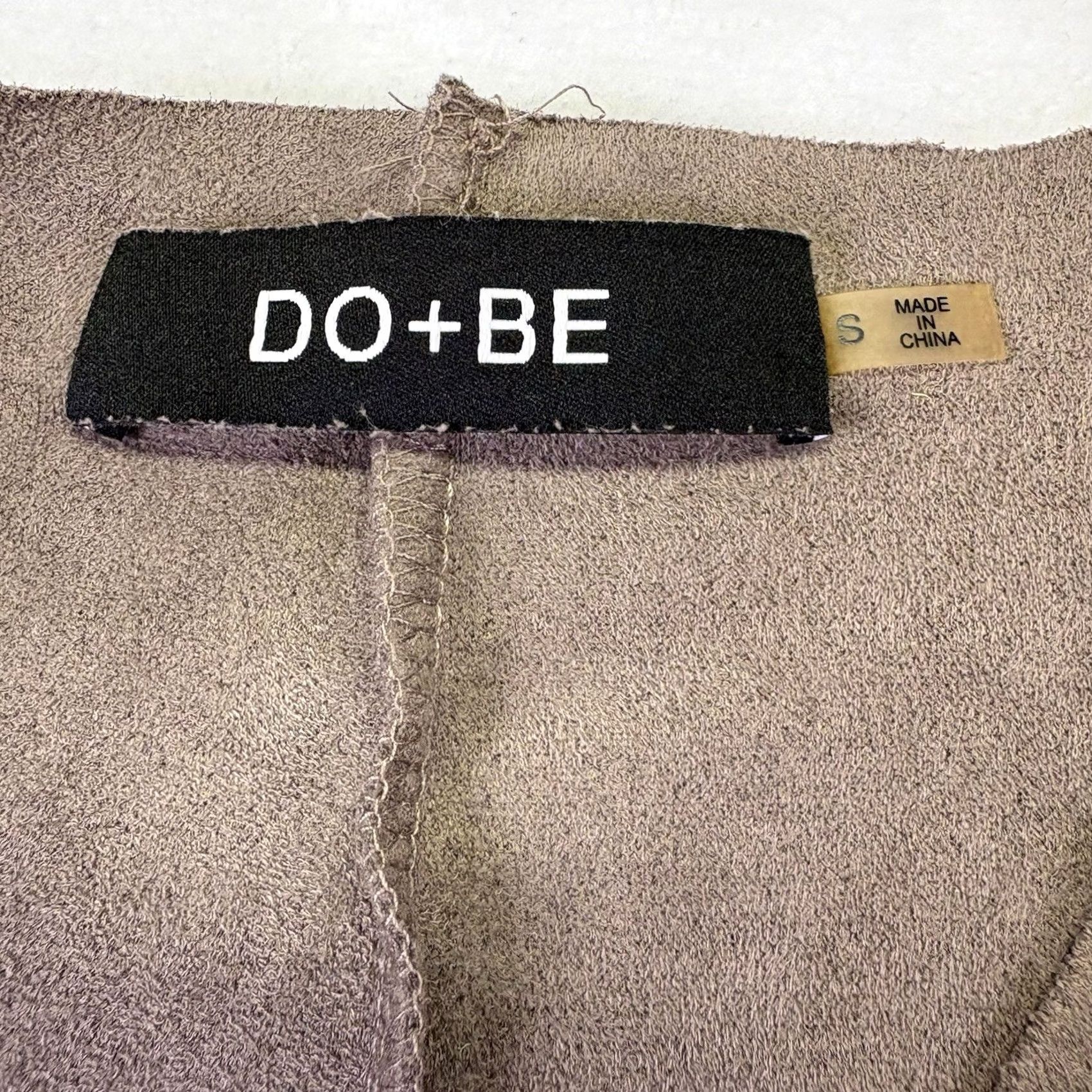 Vintage DO + BE Cardigan Brown S Faux Suede Waterfall Draped Open Front High Low Size S / US 4 / IT 40 - 4 Thumbnail