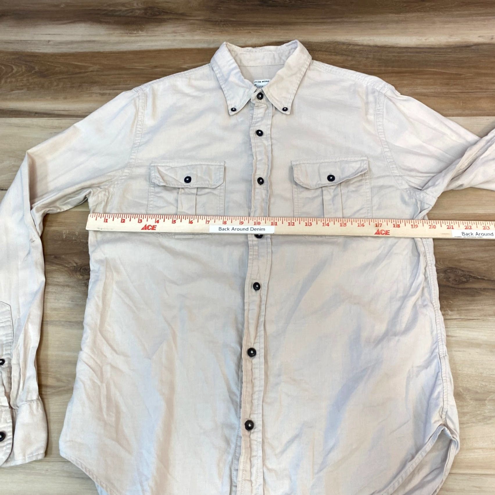 Club Monaco Club Monaco Shirt Mens Medium Slim Fit Button-Down Utility Tan Cotton Khaki Beige Size US M / EU 48-50 / 2 - 6 Thumbnail