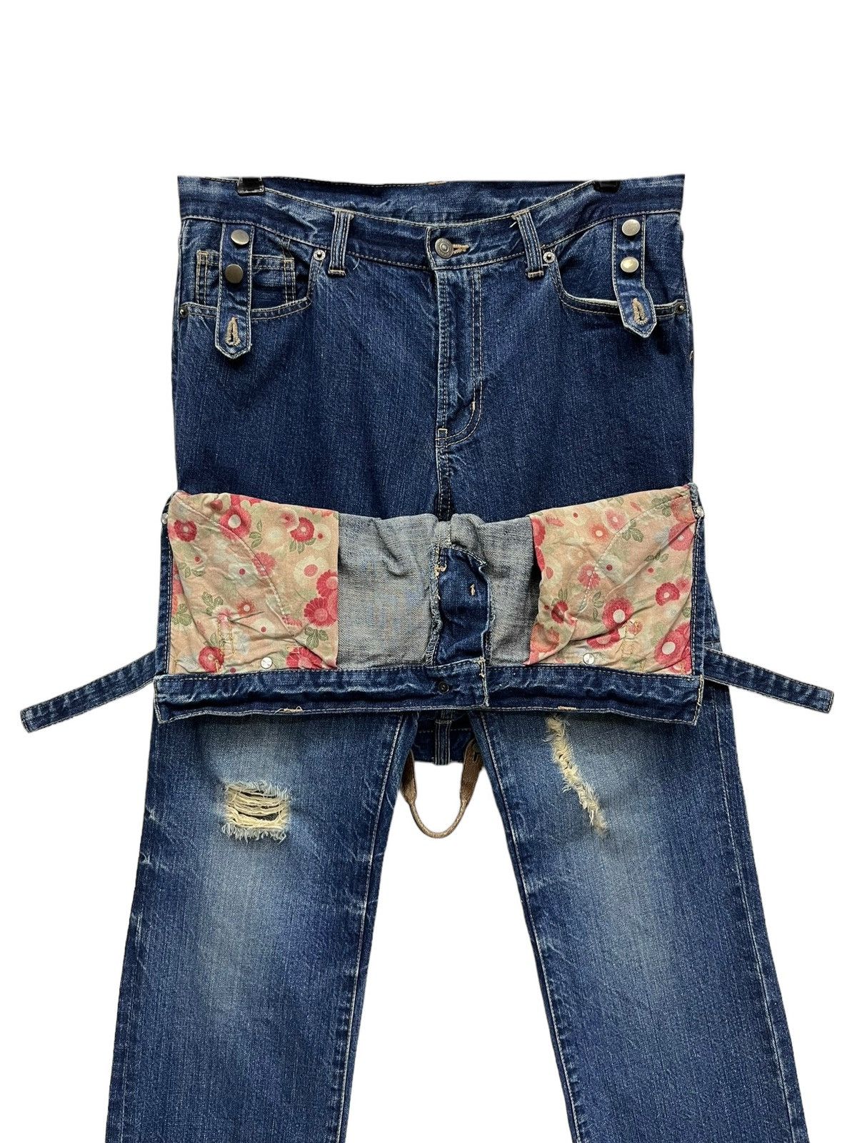 Le Grande Bleu (L.G.B.) × PPFM × Seditionaries FYE RARE🔥PPFM Punk Real Double Waist Ripped Unique Design💥 Size US 31 - 3 Thumbnail