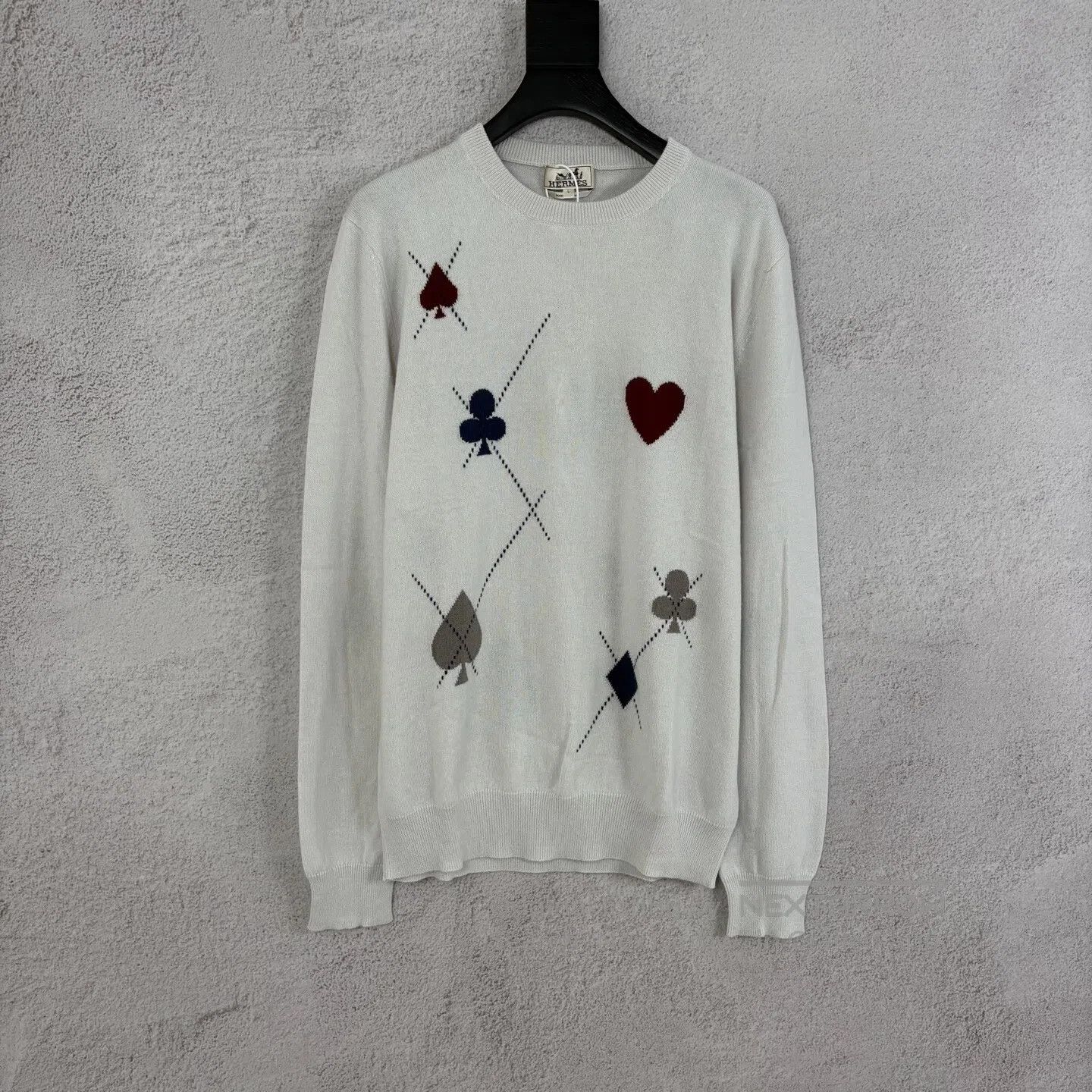 Hermes Hermes Cashmere knit sweater with poker card pattern Size US L / EU 52-54 / 3 - 1 Thumbnail