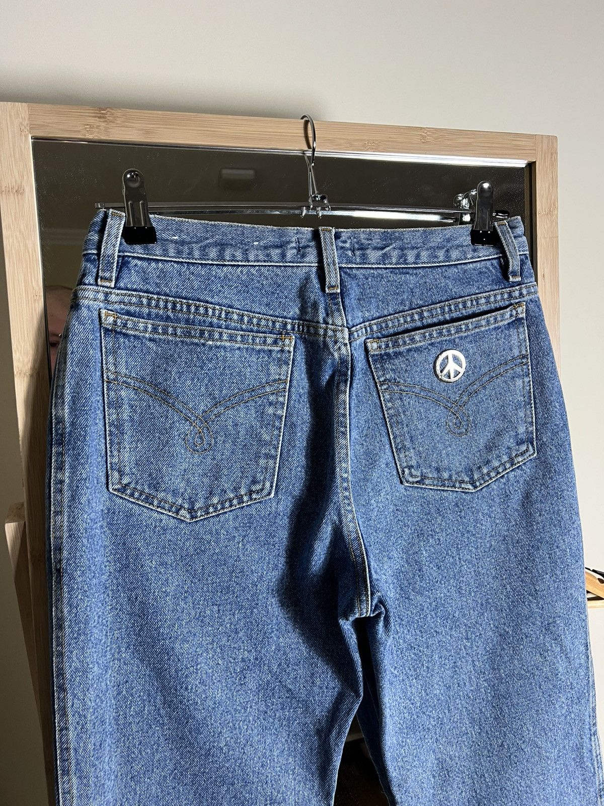 Moschino 🇮🇹90’s Vintage Moschino Metal Peace Relaxed Mom Jeans Size 29 Size 29" - 4 Thumbnail
