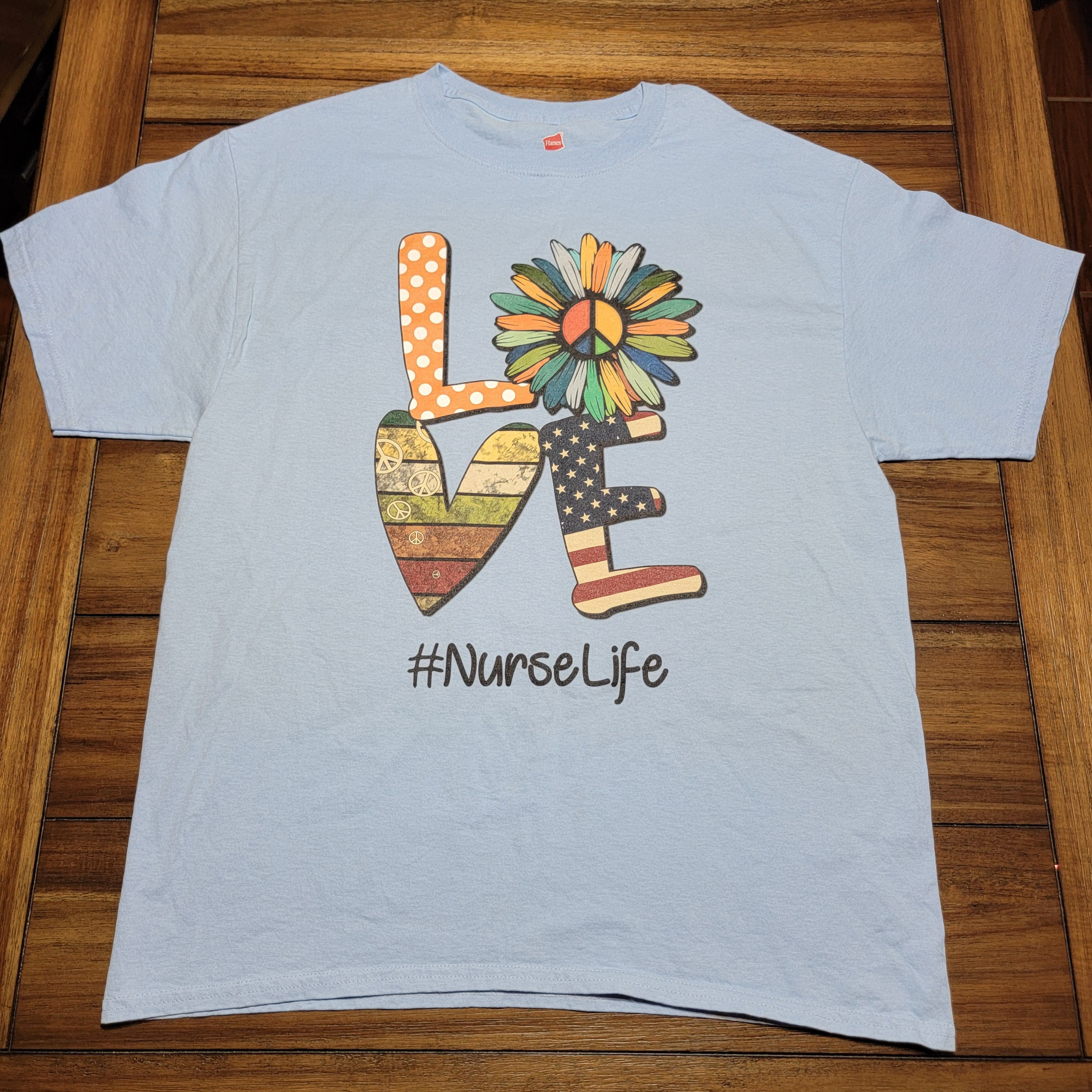 Hanes Nurse Life Love SS Blue Tee Hanes - Size Large Size L / US 10 / IT 46 - 1 Thumbnail
