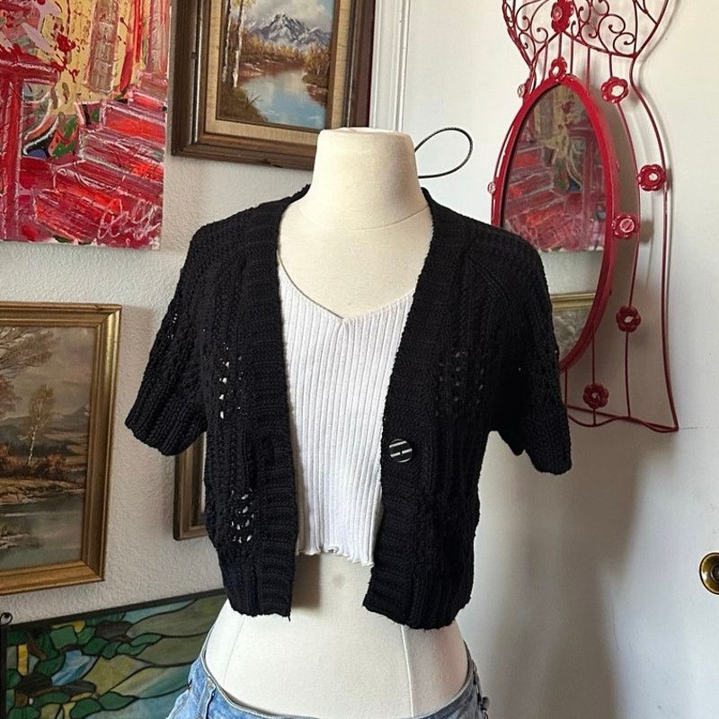 H&M h&m black knit button up sweater jacket Size S / US 4 / IT 40 - 1 Thumbnail