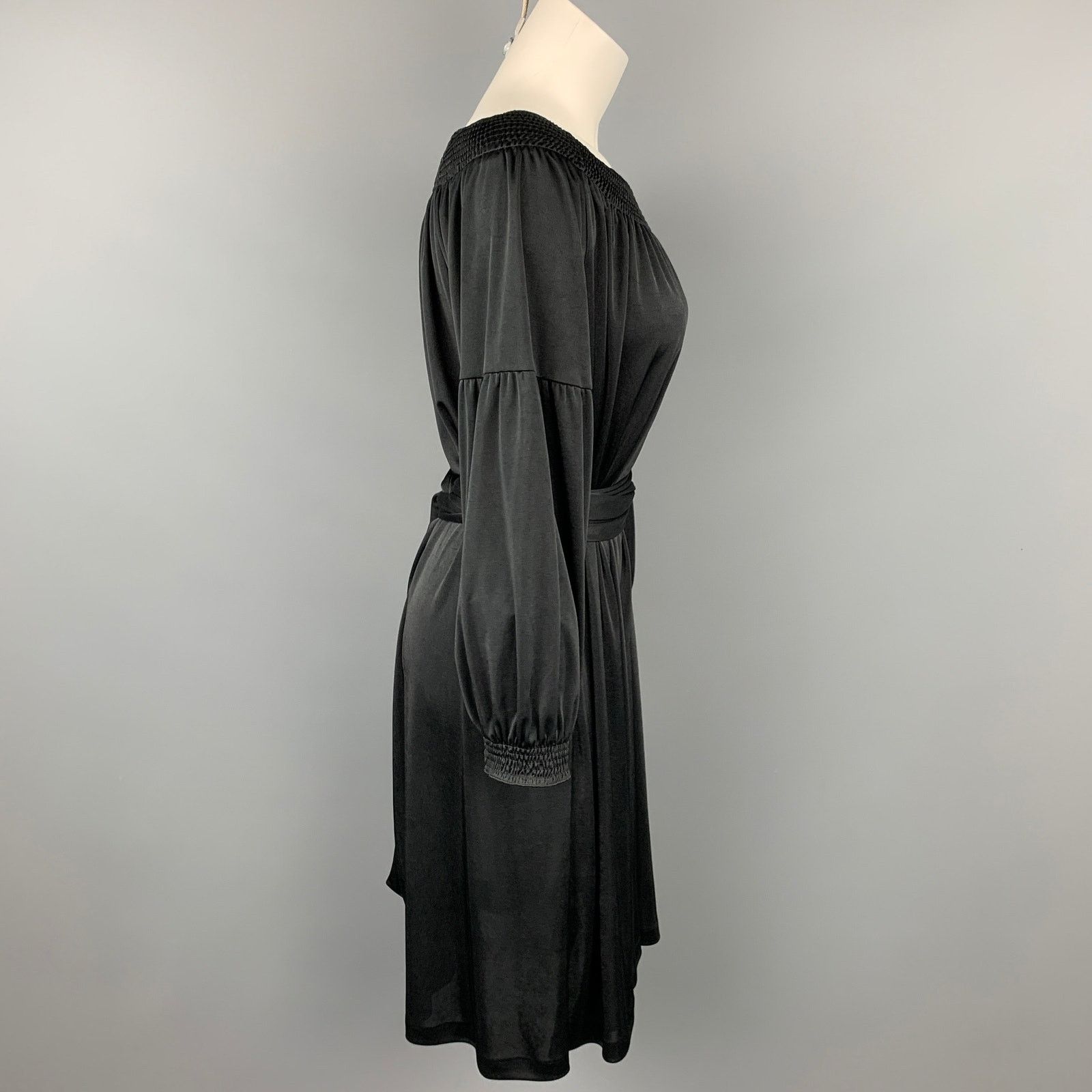 Prada PRADA Size S Black Jersey Polyester Bohemian Belted Dress Size S / US 4 / IT 40 - 3 Thumbnail