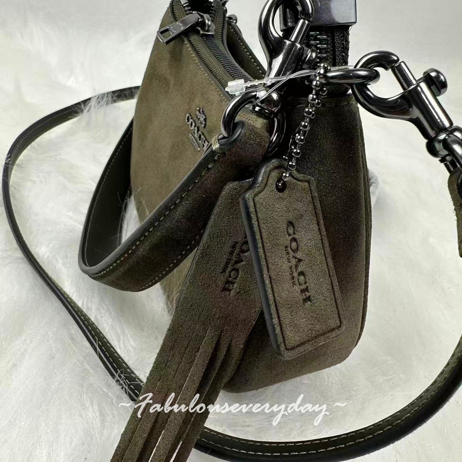 Coach Coach Teri Mini Shoulder/Crossbody Suede/Gunmetal/Army Green Size ONE SIZE - 6 Thumbnail