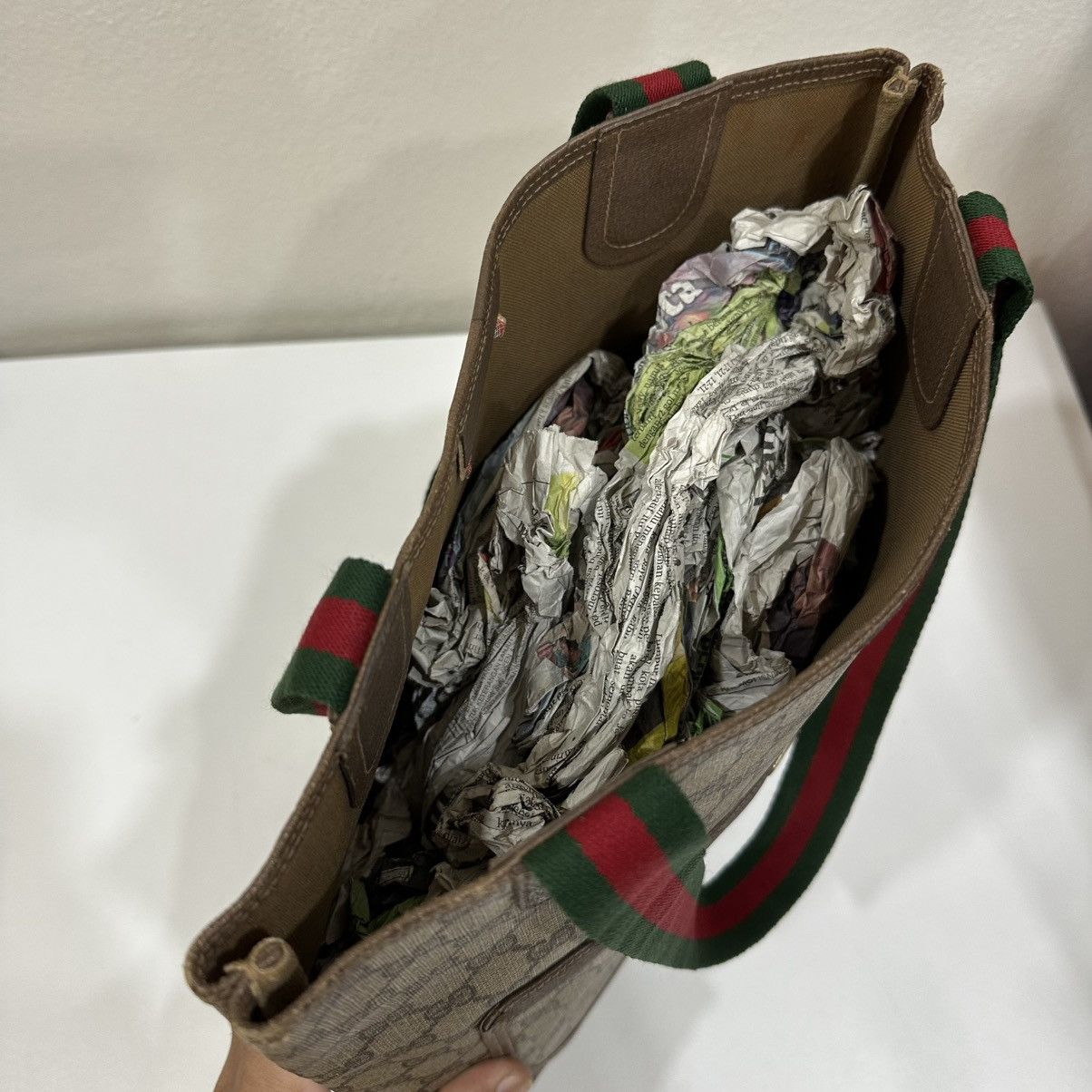 Gucci GUCCI VINTAGE WEB SHEERY LINE TOTE BAG 31 Size ONE SIZE - 6 Thumbnail