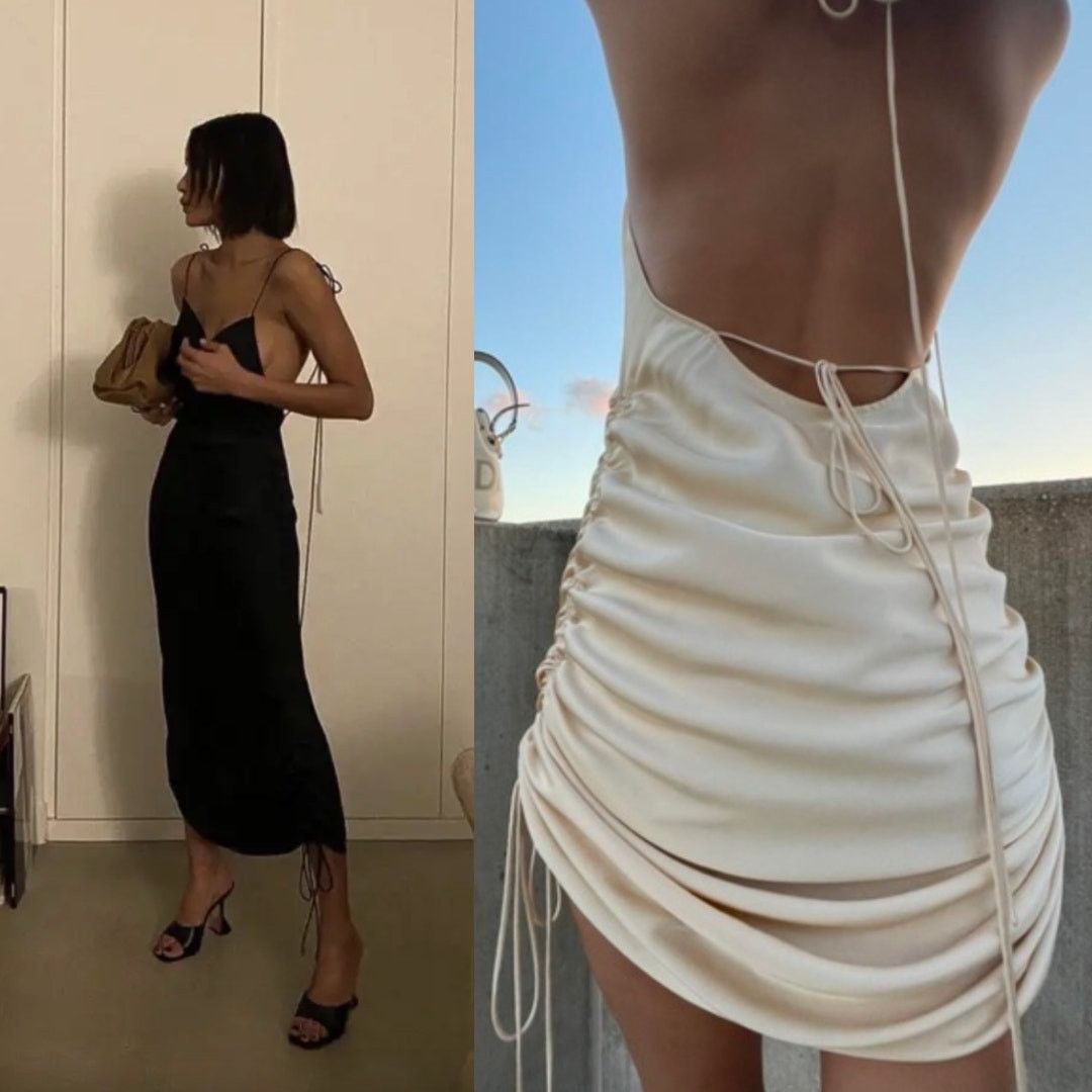 Orseund Iris Orseund Iris | Drawstring Dress in Black Ruched Mini Dress S Size S / US 4 / IT 40 - 17 Thumbnail