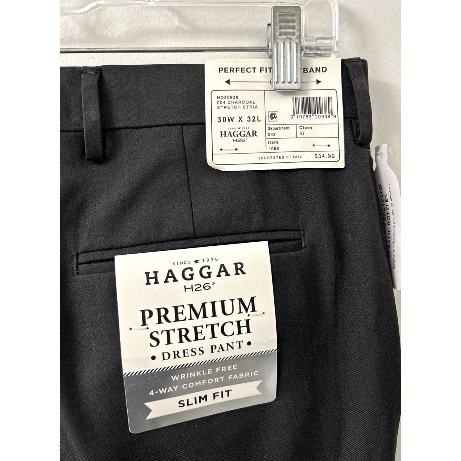Haggar Haggar Premium Stretch Dress Pants Mens 30x32 Gray YKK Trousers NWT Slim Fit Size US 30 / EU 46 - 4 Thumbnail