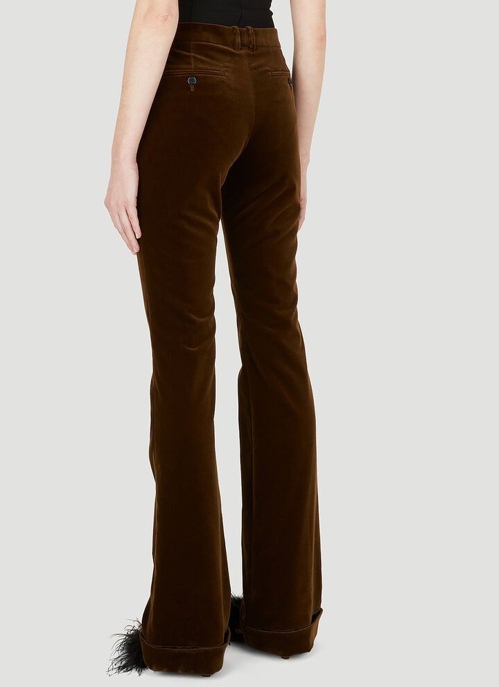 Saint Laurent Paris o1s1wg111024 Flared Pants in Velvet in Brown Size 28" / US 6 / IT 42 - 4 Thumbnail
