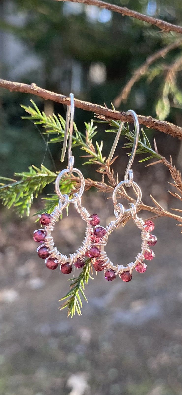 Handmade Garnet Hoops Size ONE SIZE - 2 Thumbnail