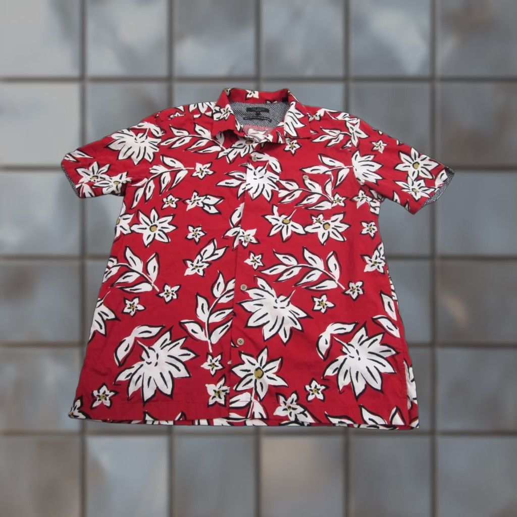 Ted Baker Ted Baker Shirt Mens M 4 Medium Red White Floral Hawaiian Button Up Resort Beach Size US M / EU 48-50 / 2 - 1 Thumbnail