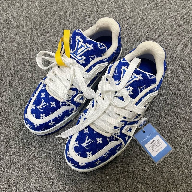 Louis Vuitton Louis Vuitton Blue and White Trainer Sneakers 0079 Size US 7.5 / EU 40-41 - 1 Thumbnail