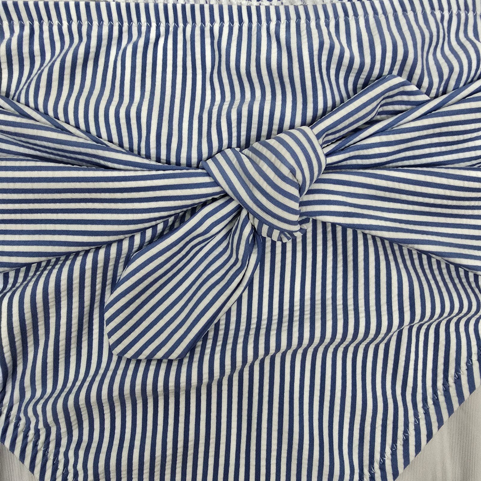 J.Crew NWT J Crew Tie High-Rise Bikini Bottom Seersucker 3X Striped Size ONE SIZE - 5 Thumbnail