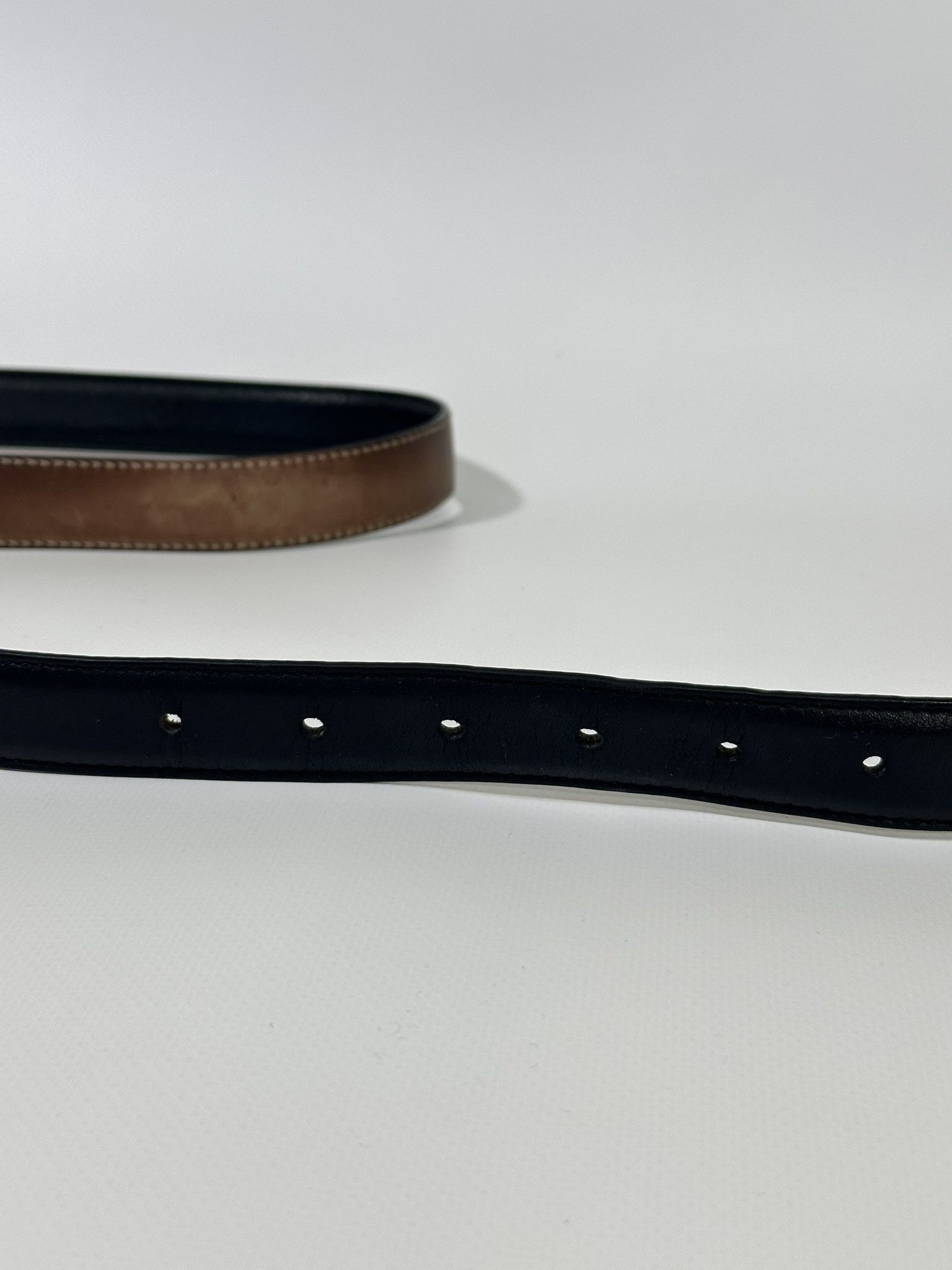 Gucci Gucci Thin Belt Black Leather Interlocking G Buckle Size ONE SIZE - 7 Thumbnail