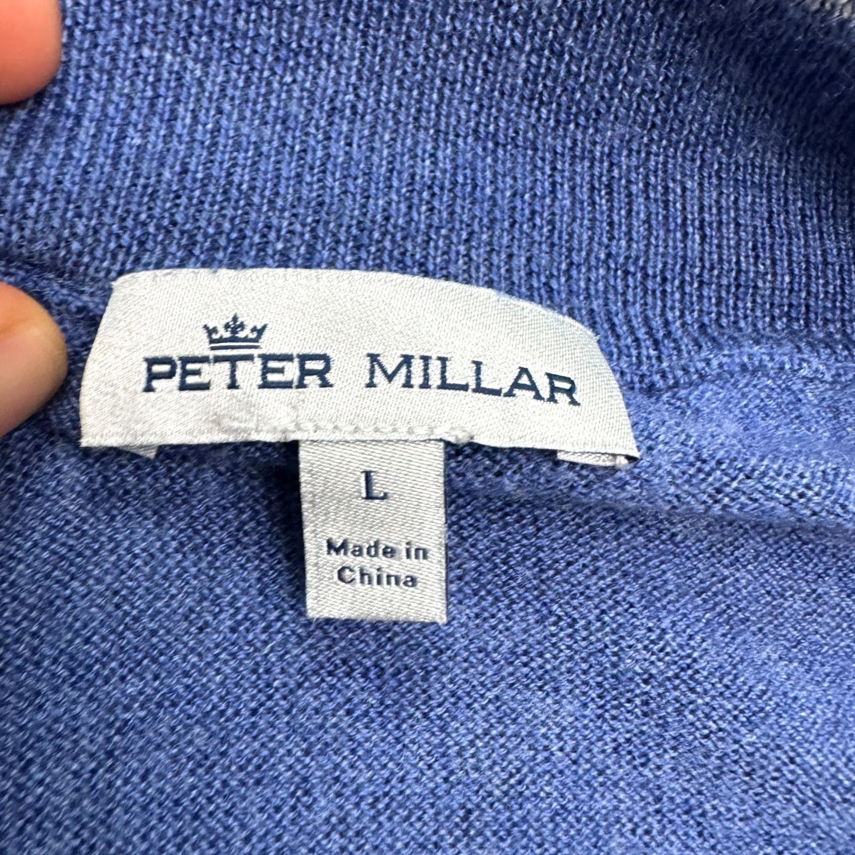 Peter Millar Peter Millar Merino Wool 1/4 Zip Up Pullover Sweater Men L Blue Knit Stretch Size US L / EU 52-54 / 3 - 7 Thumbnail
