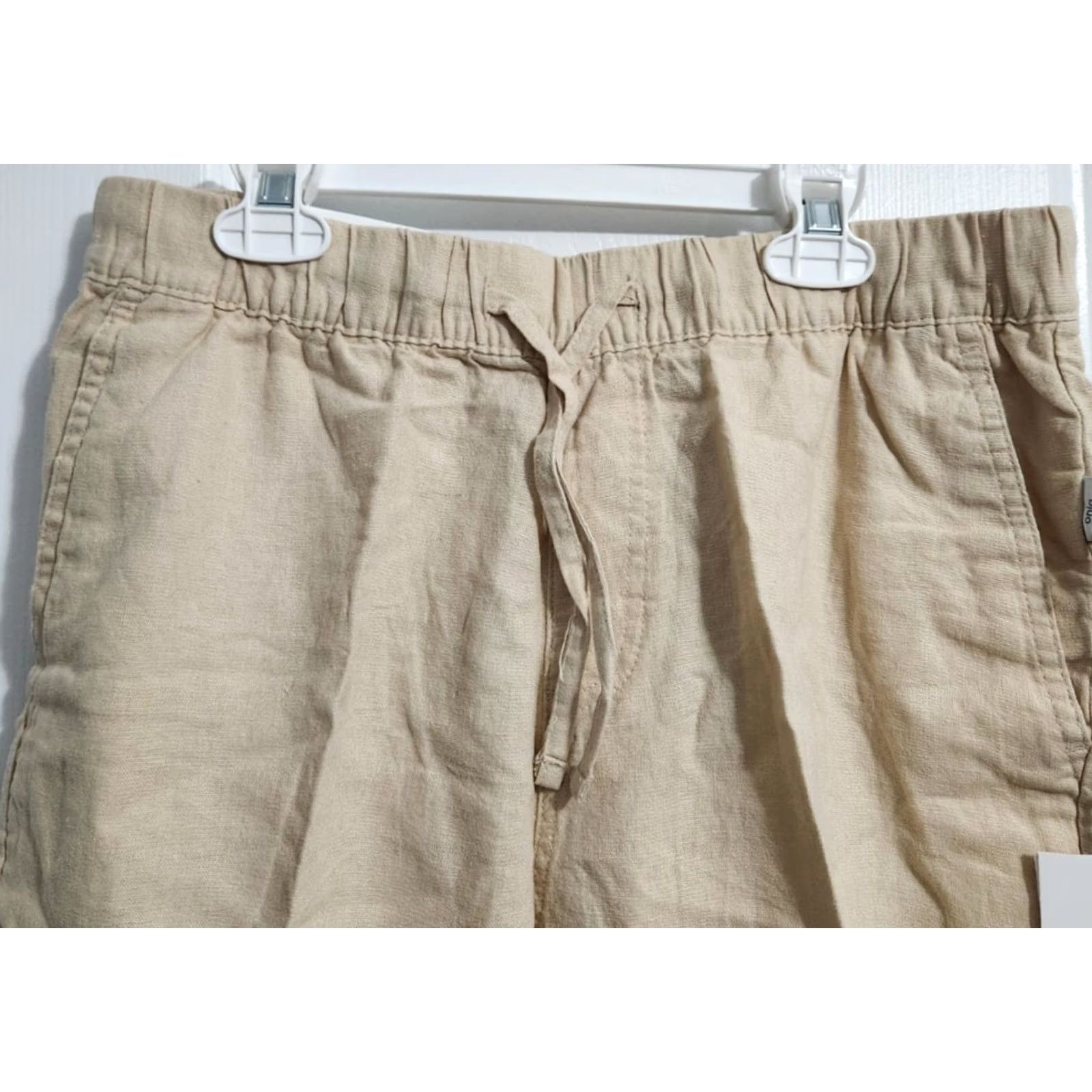 Onia Onia Mens S Air Linen Shorts Chambray Tan Pockets Elastic Waist Pull On Size US 29 - 3 Thumbnail