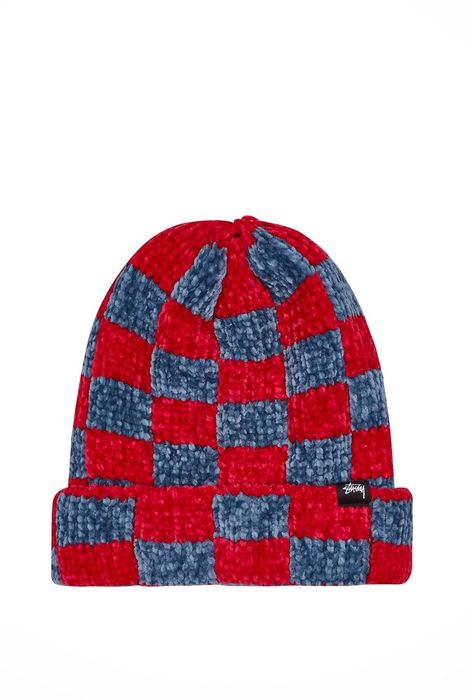 Supreme NEW STUSSY CROCHET CHECKERED BEANIE in Red | Grailed