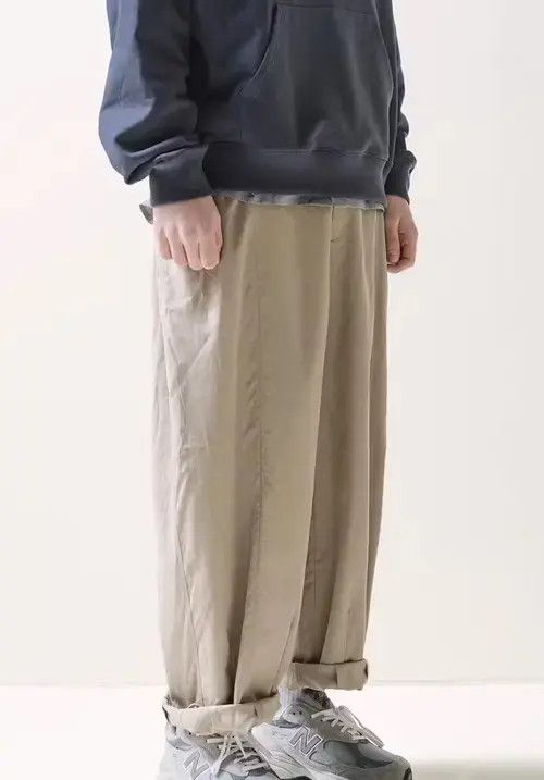 Japanese Brand 21SS Indigo Union Japan Khaki Minimal Casual Lantern Pants Size US 33 - 3 Thumbnail