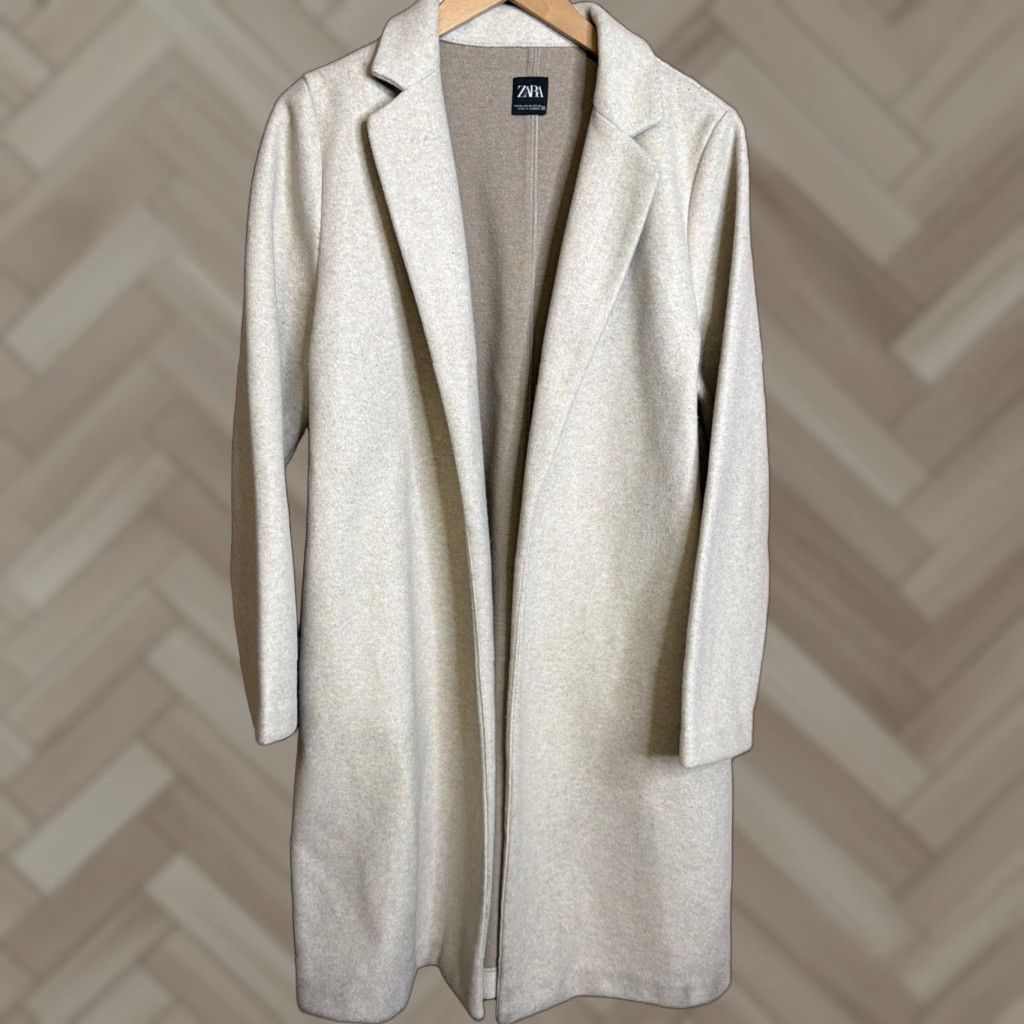 Zara Zara Coat Women XL Beige Long Trench Coat Button Pockets City Classic Travel Workwear Size XL / US 12-14 / IT 48-50 - 1 Thumbnail