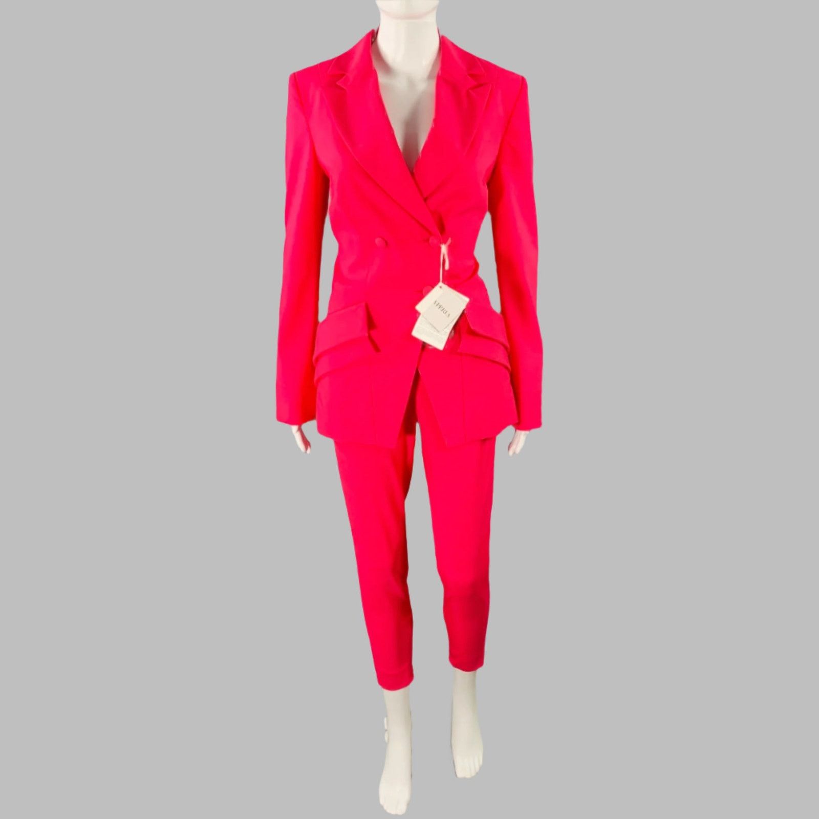 La Perla LA PERLA Size 4 Hot Pink Wool Blend Double Breasted Pantsuit Size 27" / US 4 / IT 40 - 2 Thumbnail
