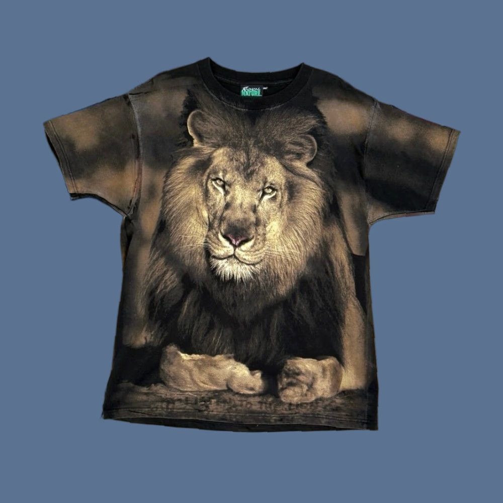 Vintage VINTAGE Radical Nature Lion Animal All Over Print T-Shirt XL Men Black 90s Outdoor Nature AOP Size US XL / EU 56 / 4 - 1 Thumbnail