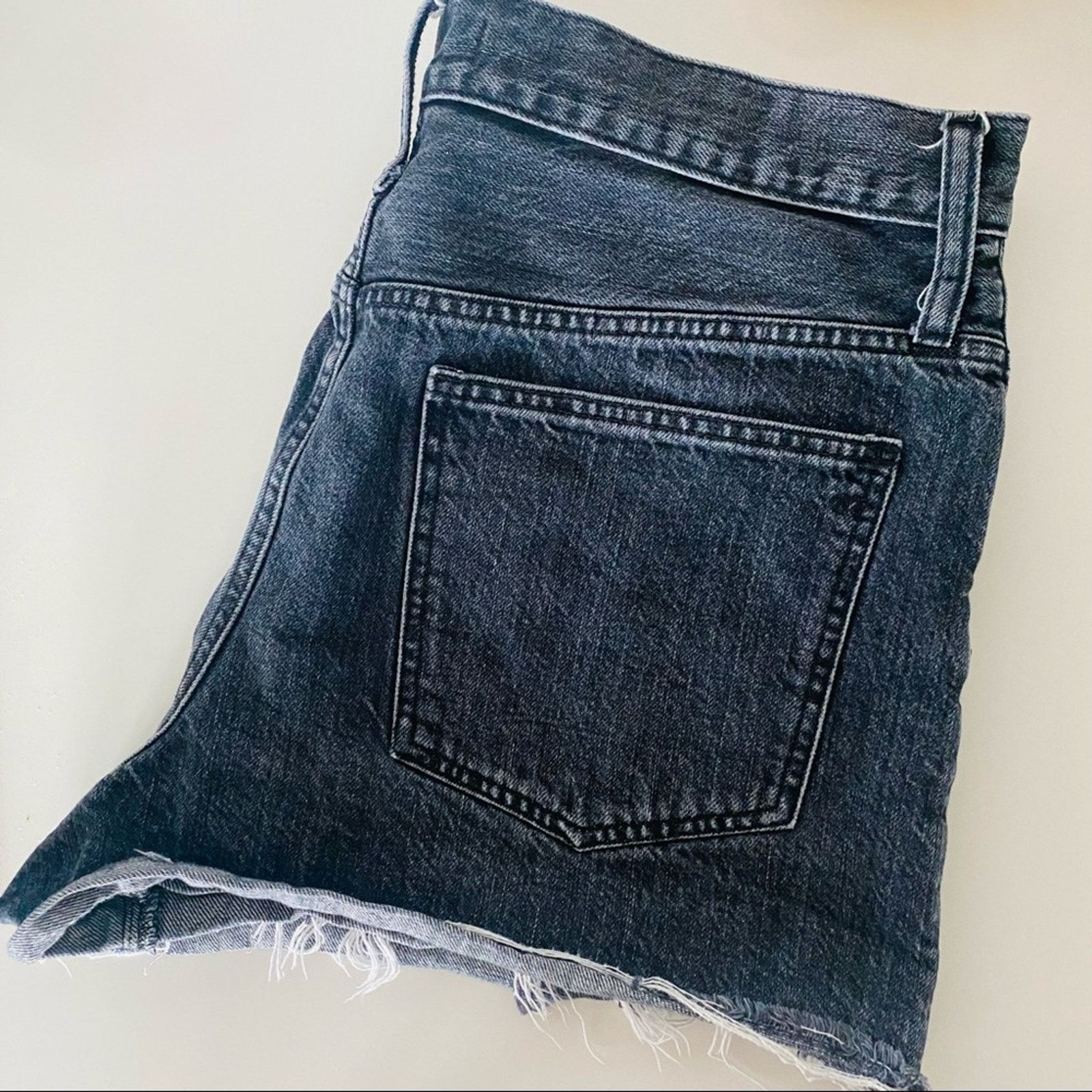Madewell MADEWELL Perfect Jean Short Denim Distressed Black Grey Size 31" - 2 Thumbnail