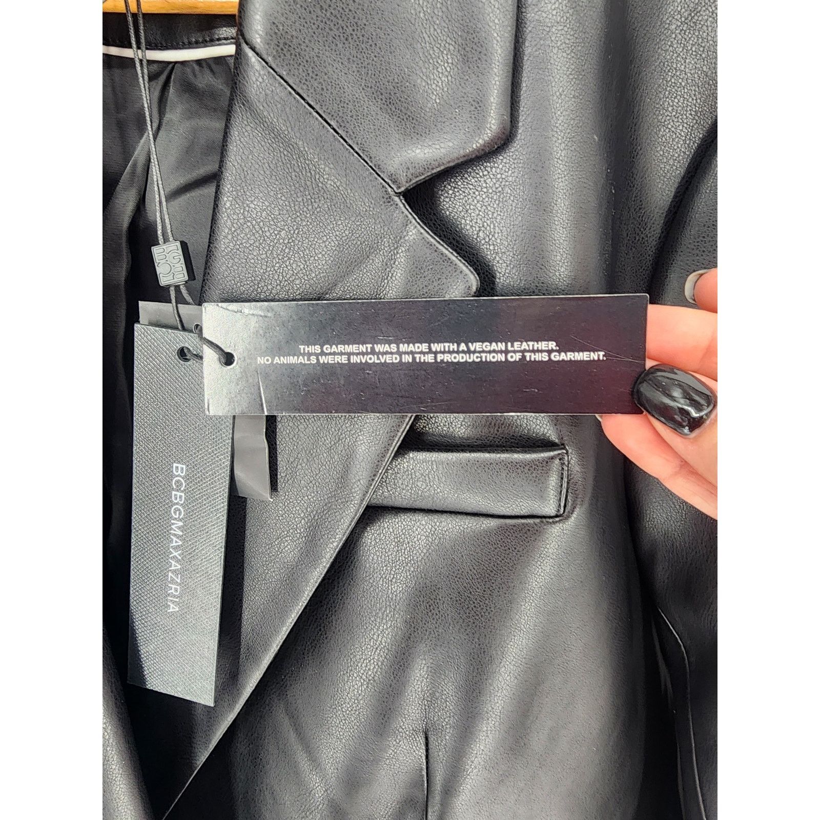 Bcbgmaxazria BCBGMAXAZRIA Black Vegan Leather Blazer Women's Size Large Size L / US 10 / IT 46 - 7 Thumbnail
